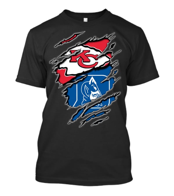 Kansas City Chiefs And Duke Blue Devils Logo Fusion T-Shirt