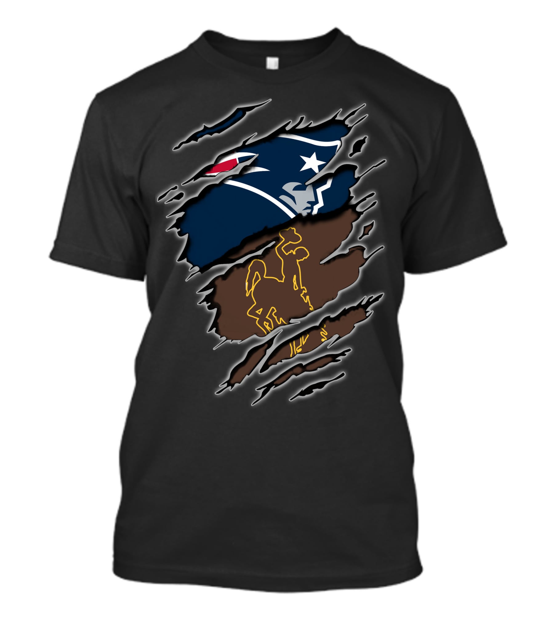 Patriots Wyoming Dual Logo Rip T-Shirt