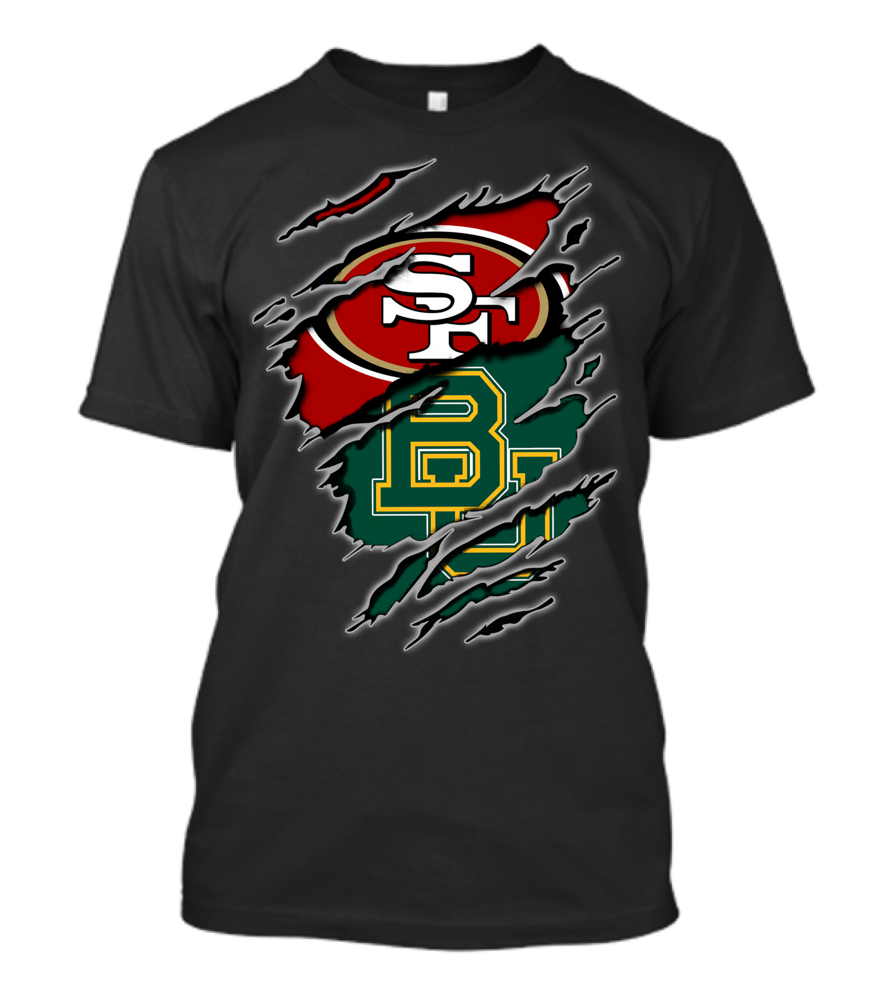 49ers Sf Logo And Baylor Bears Bu Logo In Claw T-Shirt