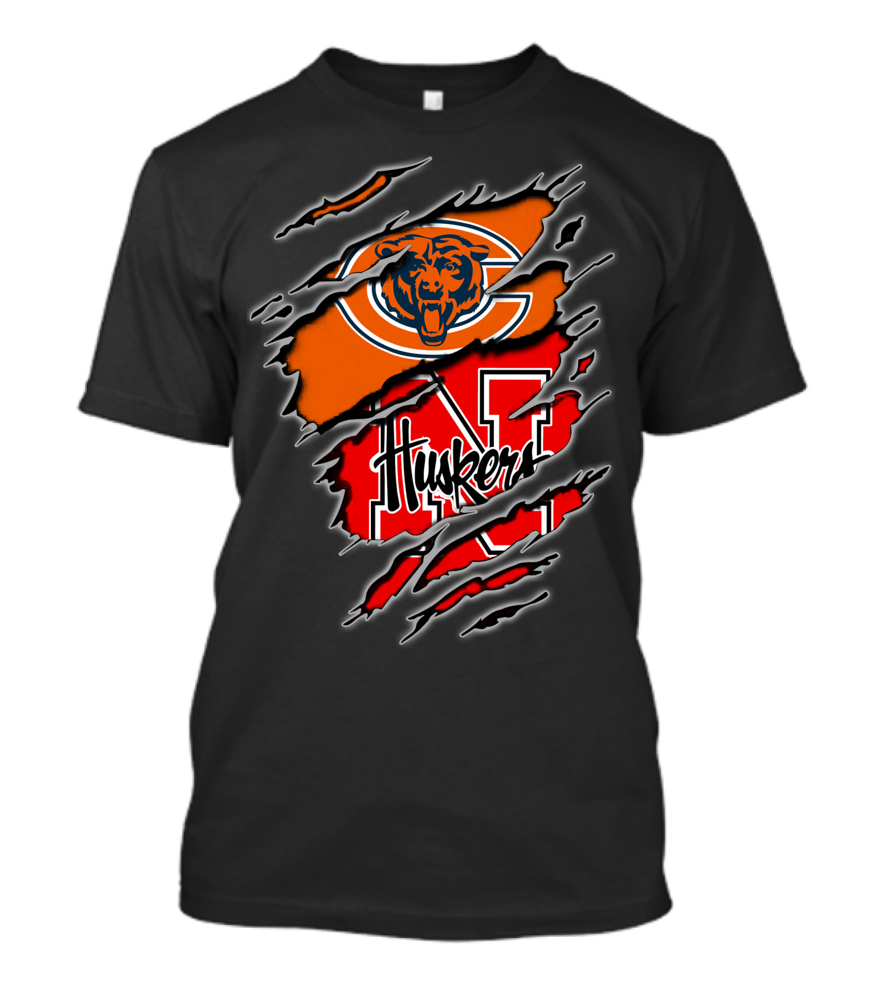Chicago Bears Nebraska Cornhuskers Fan Mashup T-Shirt