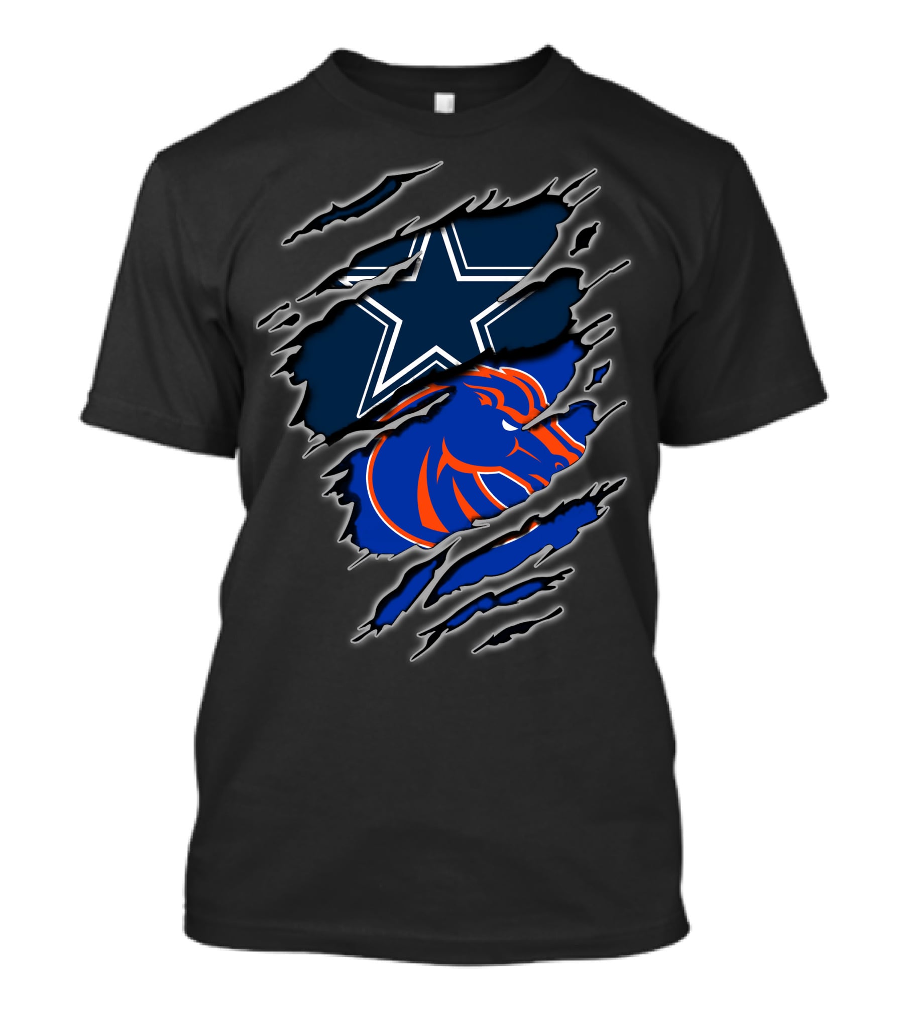 Dallas Cowboys And Boise State Broncos Torn T-Shirt