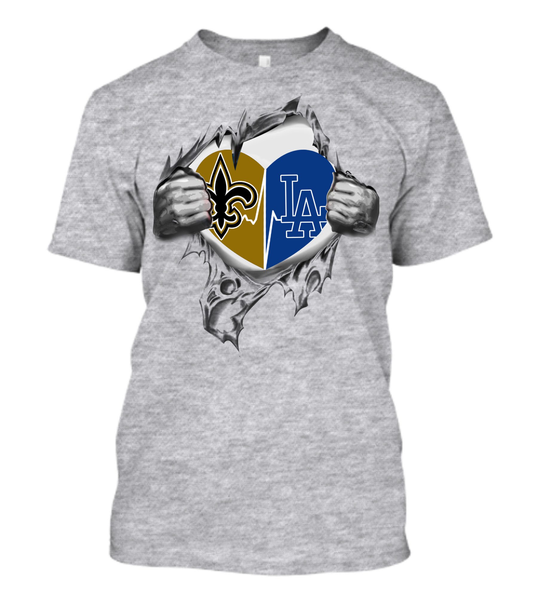 Saints LA Sports Fan Heart Logos Fusion T-Shirt