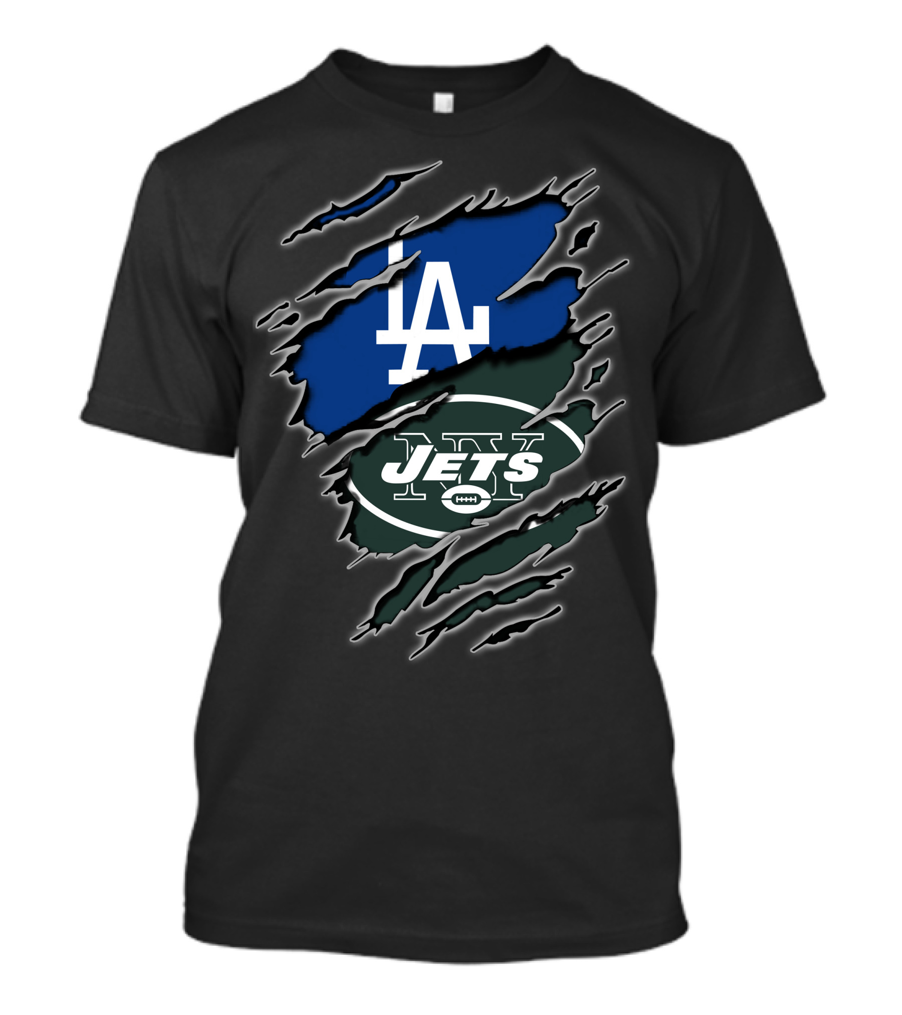 LA Dodgers New York Jets Claw Marks T-Shirt