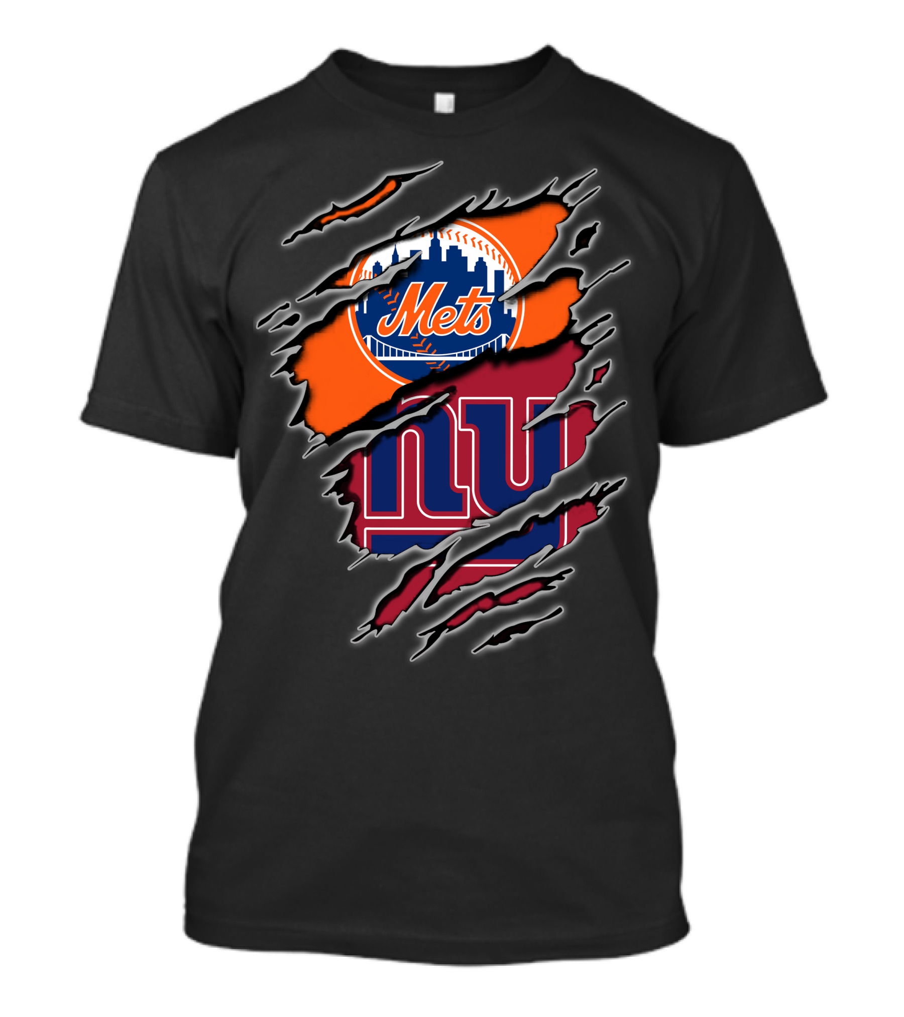 Mets Giants Logo Combo Tear Effect T-Shirt