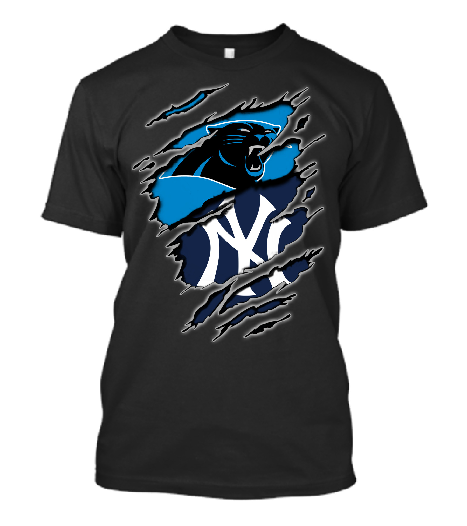 Carolina Panthers New York Yankees Claw Marks Fusion T-Shirt