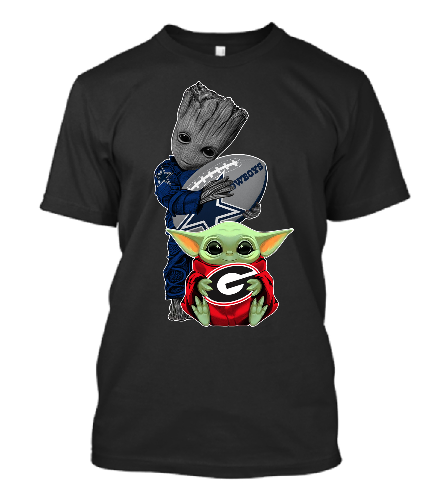 Cowboys Football Groot And Baby Yoda Bulldogs Fan T-Shirt