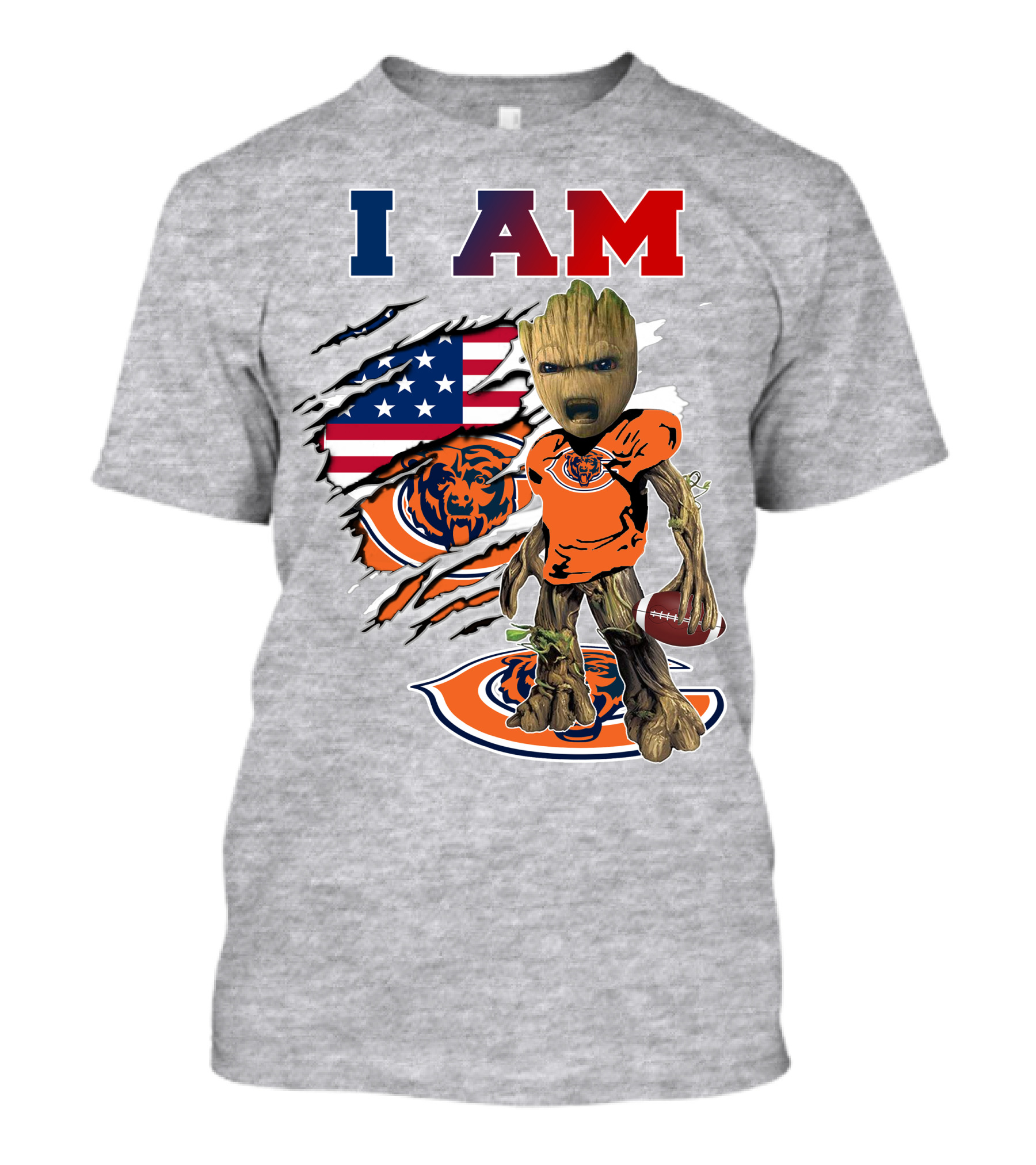 I Am Chicago Bears Groot Football American Flag T-Shirt