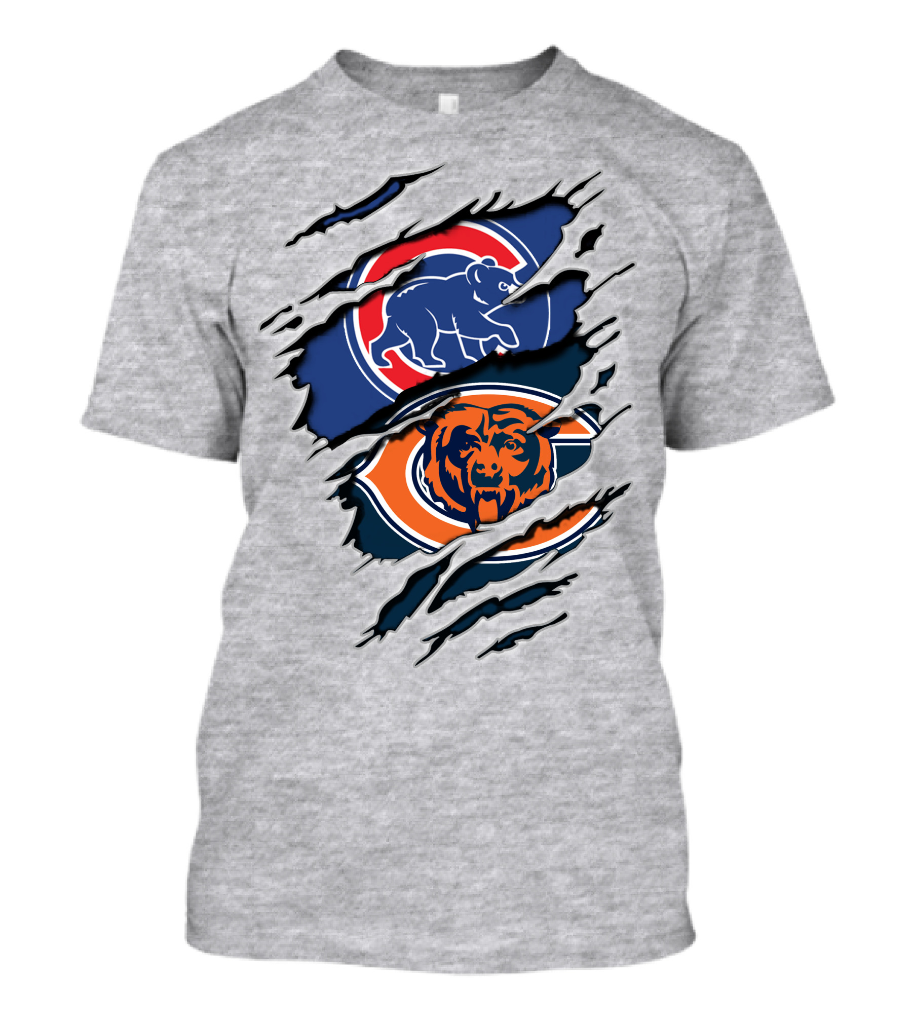 Chicago Cubs And Chicago Bears Logos Collision T-Shirt