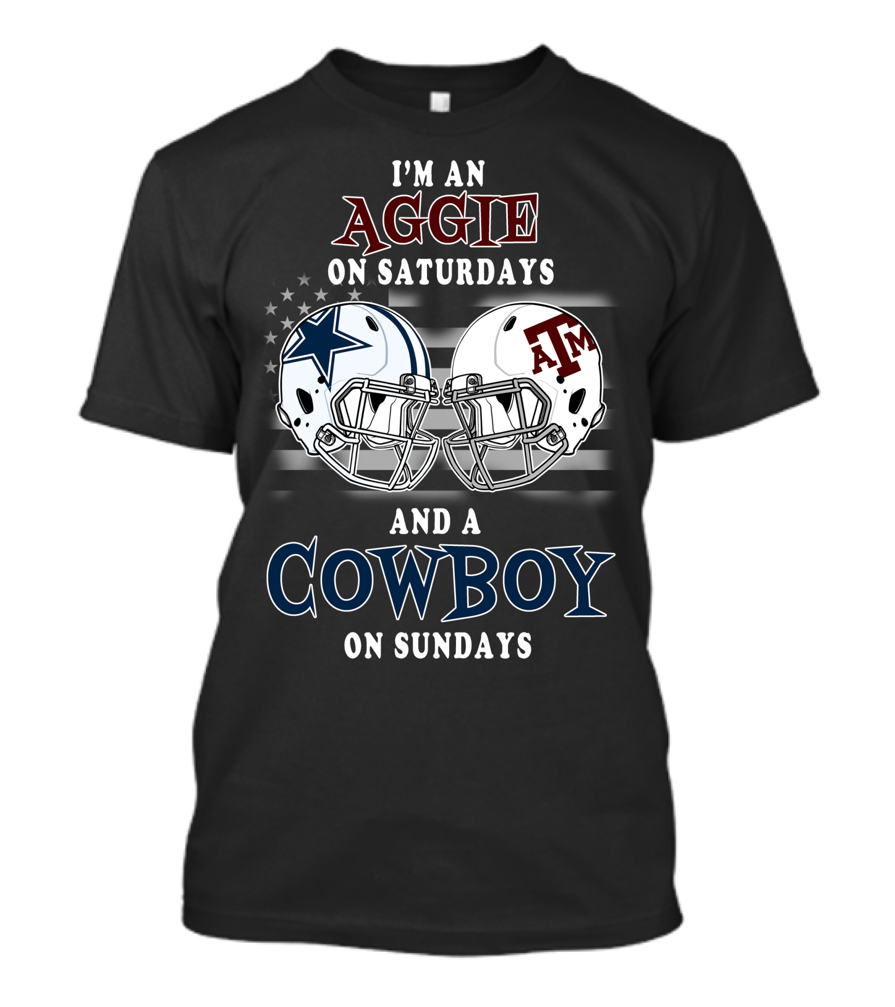 I'm An Aggie On Saturdays And A Cowboy On Sundays With Helmets And Stars T-Shirt