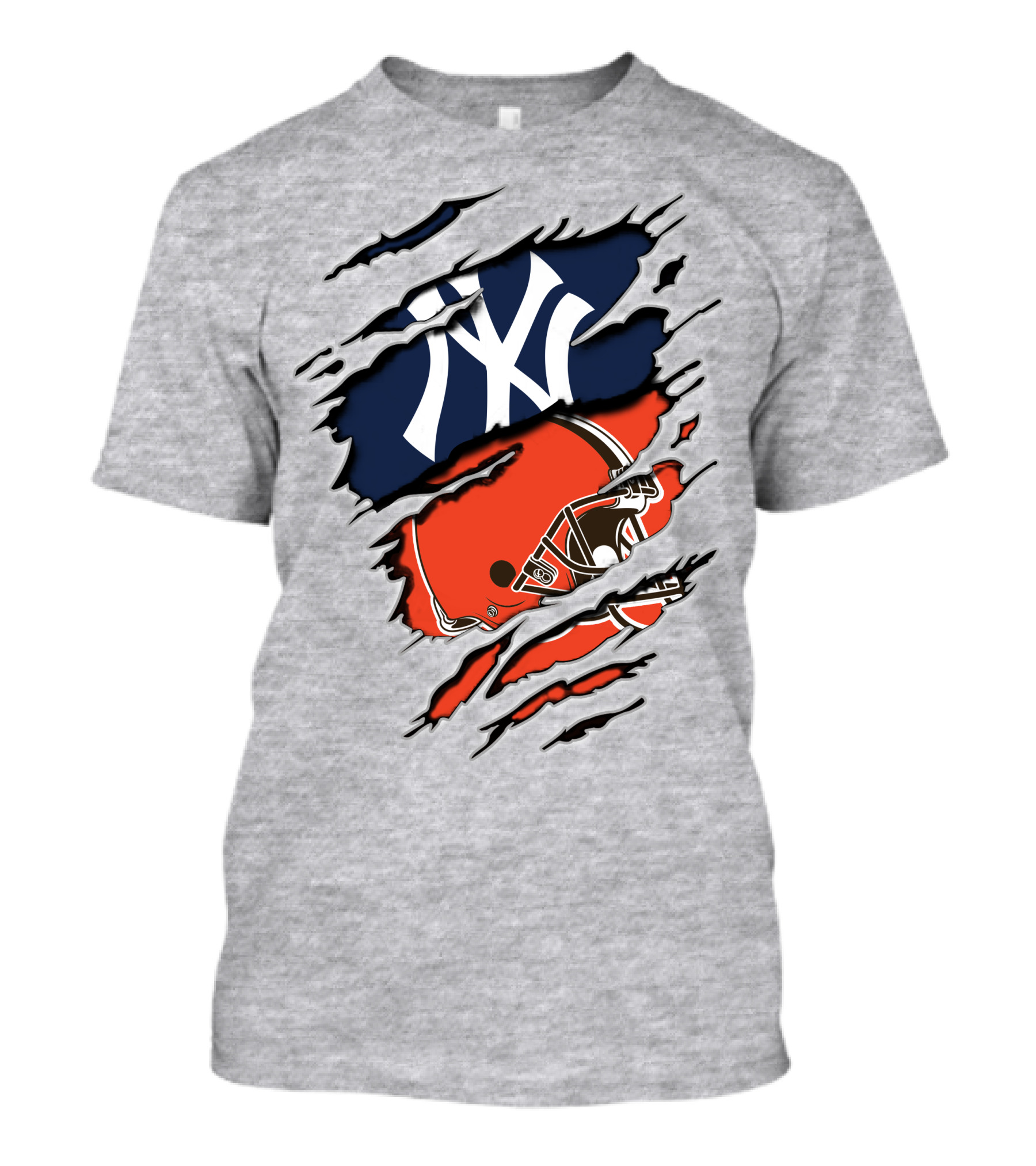 Yankees Browns Football Helmet Fusion T-Shirt