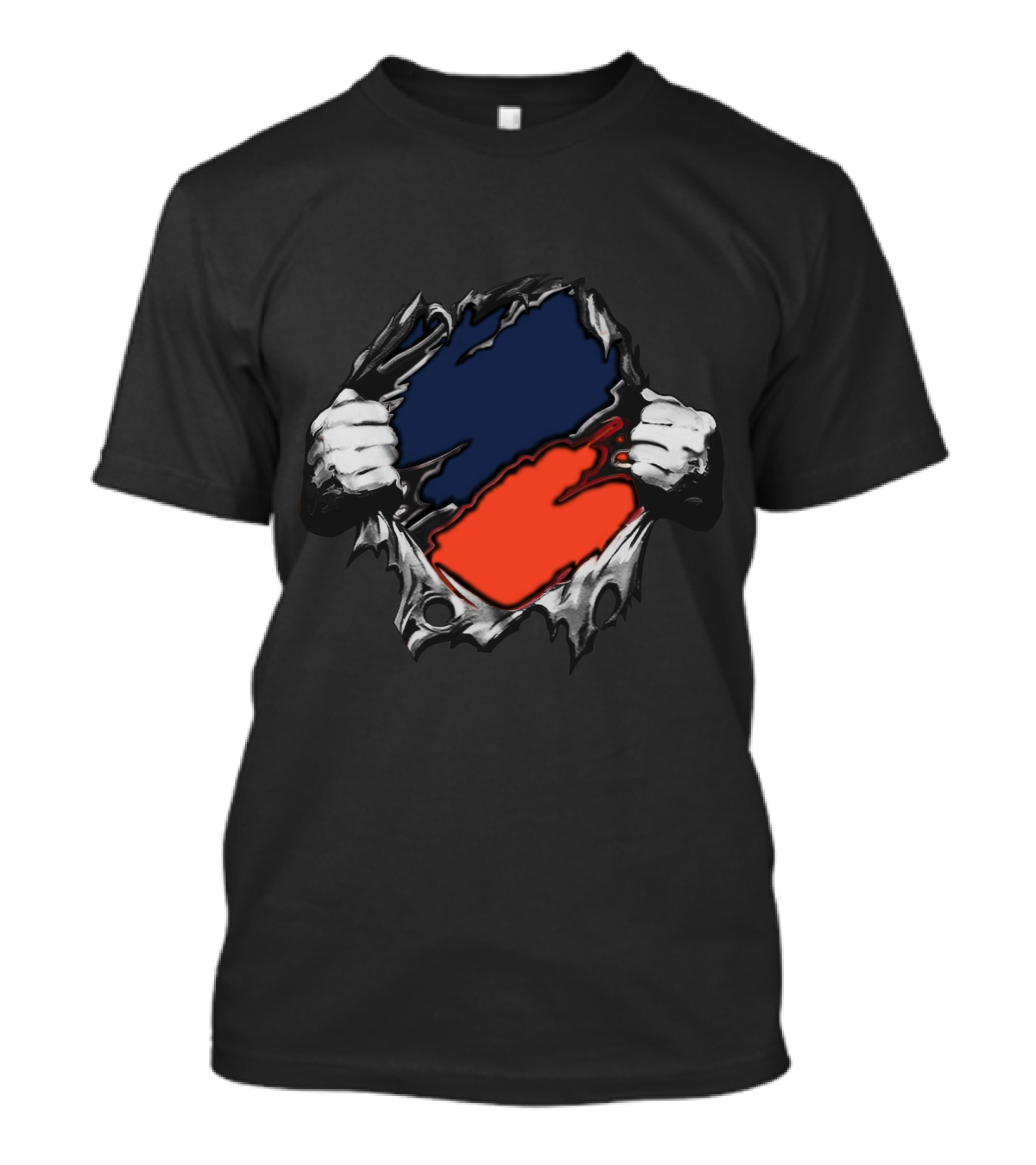 Bro Yan Blue Orange Ripped T-Shirt