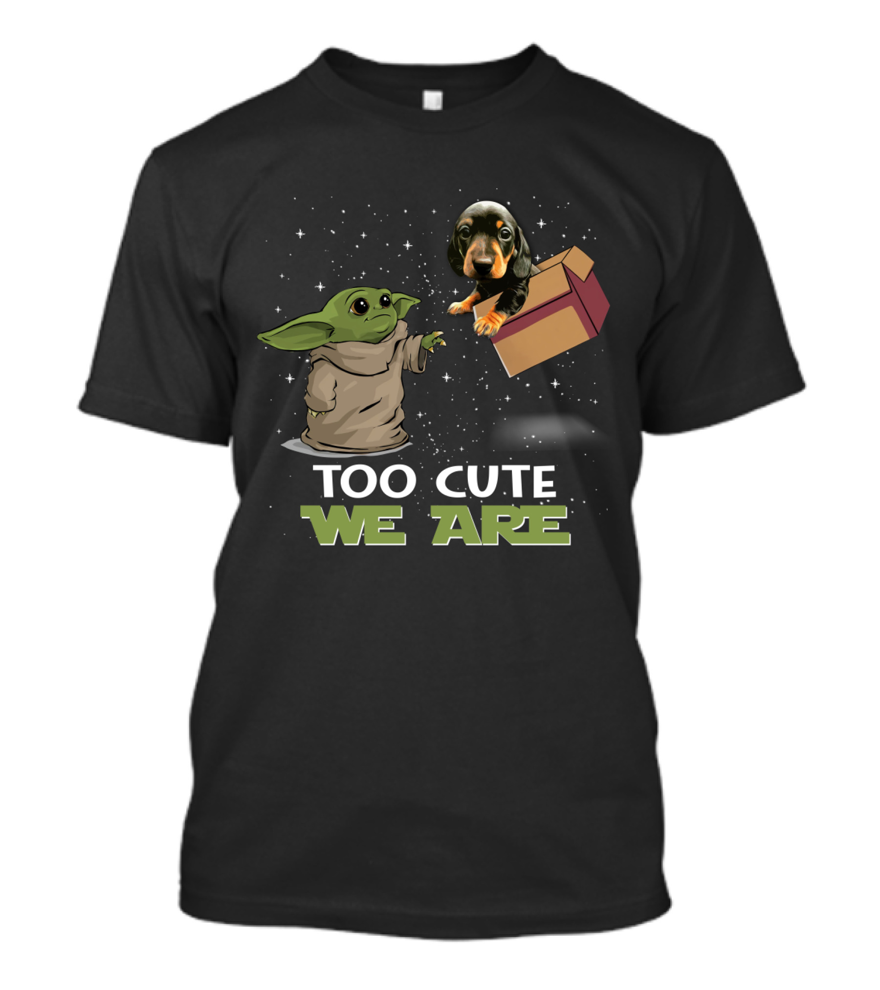 Too Cute We Are Baby Yoda And Dachshund T-Shirt