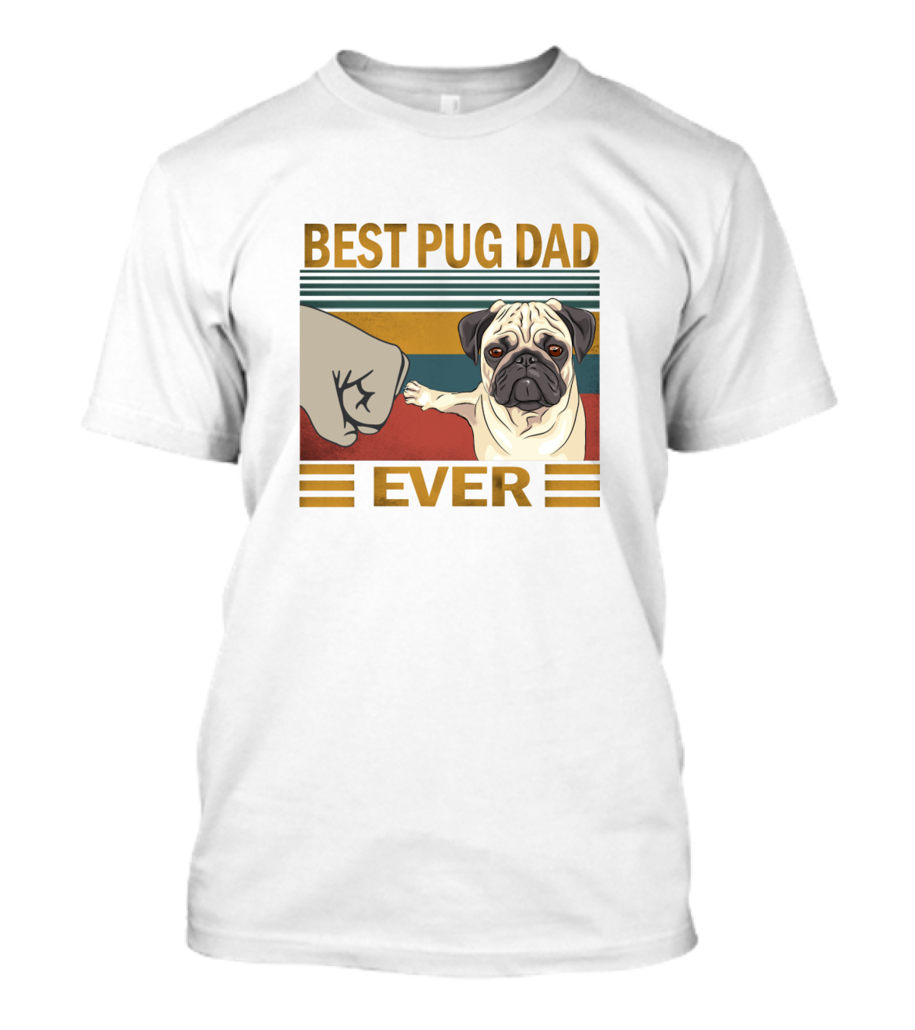 Best Pug Dad Ever Fist Bump Retro Style T-Shirt