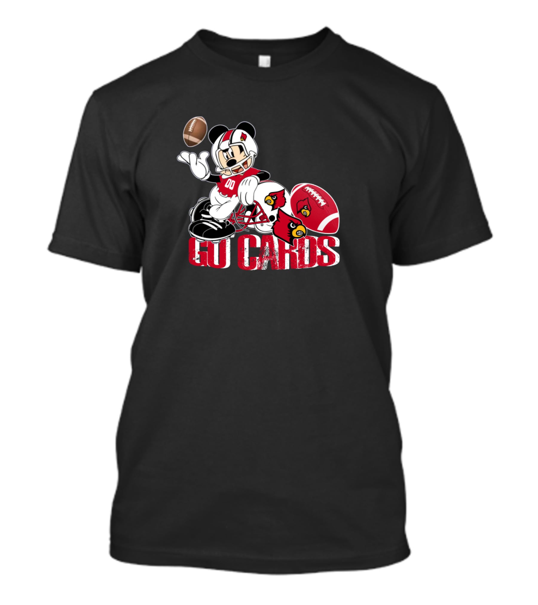 Mickey Mouse Football Go Cards Louisville Cardinals Chtnca8013 T-Shirt