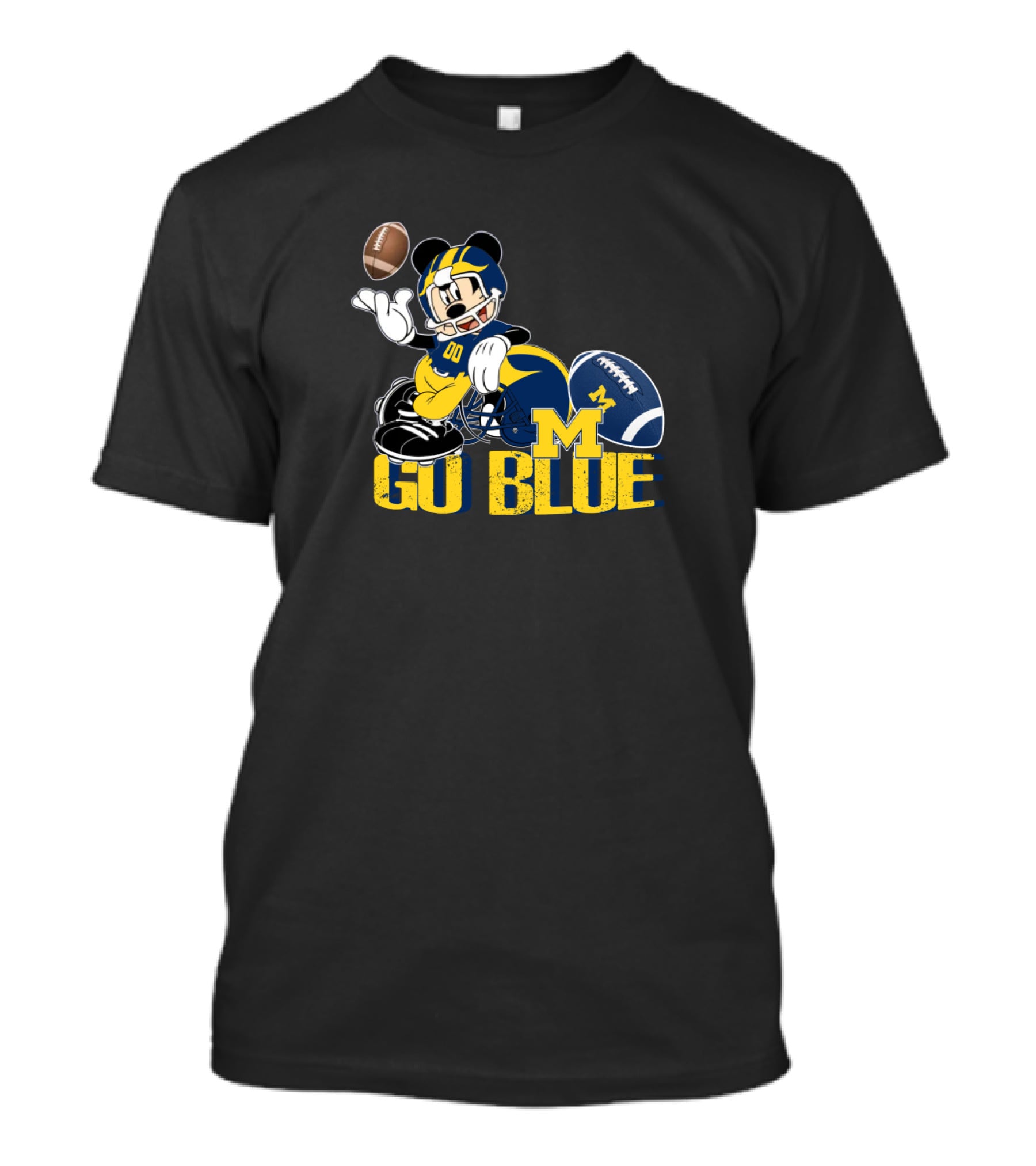 Mickey Mouse University Of Michigan Go Blue Football T-Shirt
