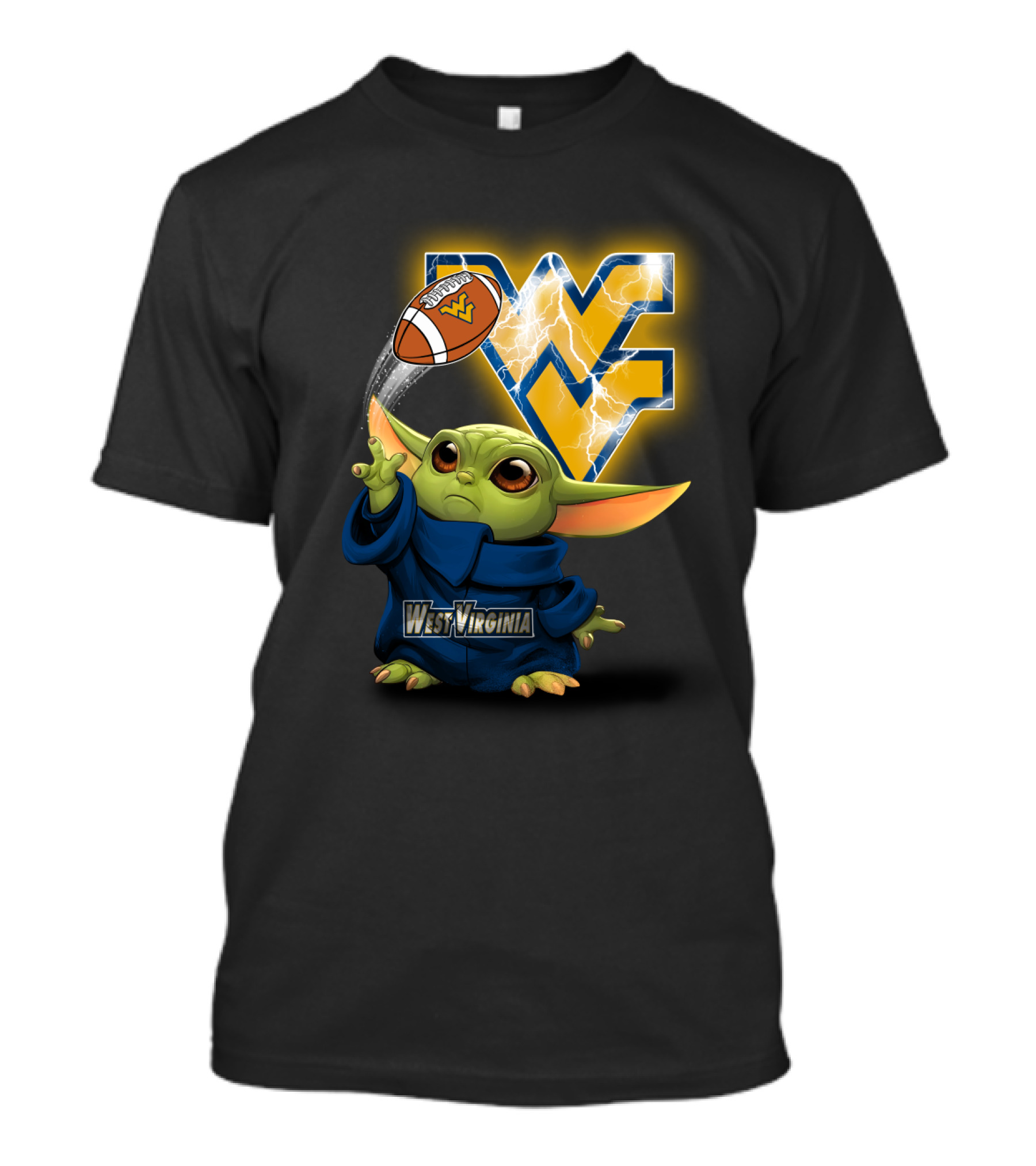 West Virginia Football Baby Alien With Wv Logo And Lightning T-Shirt