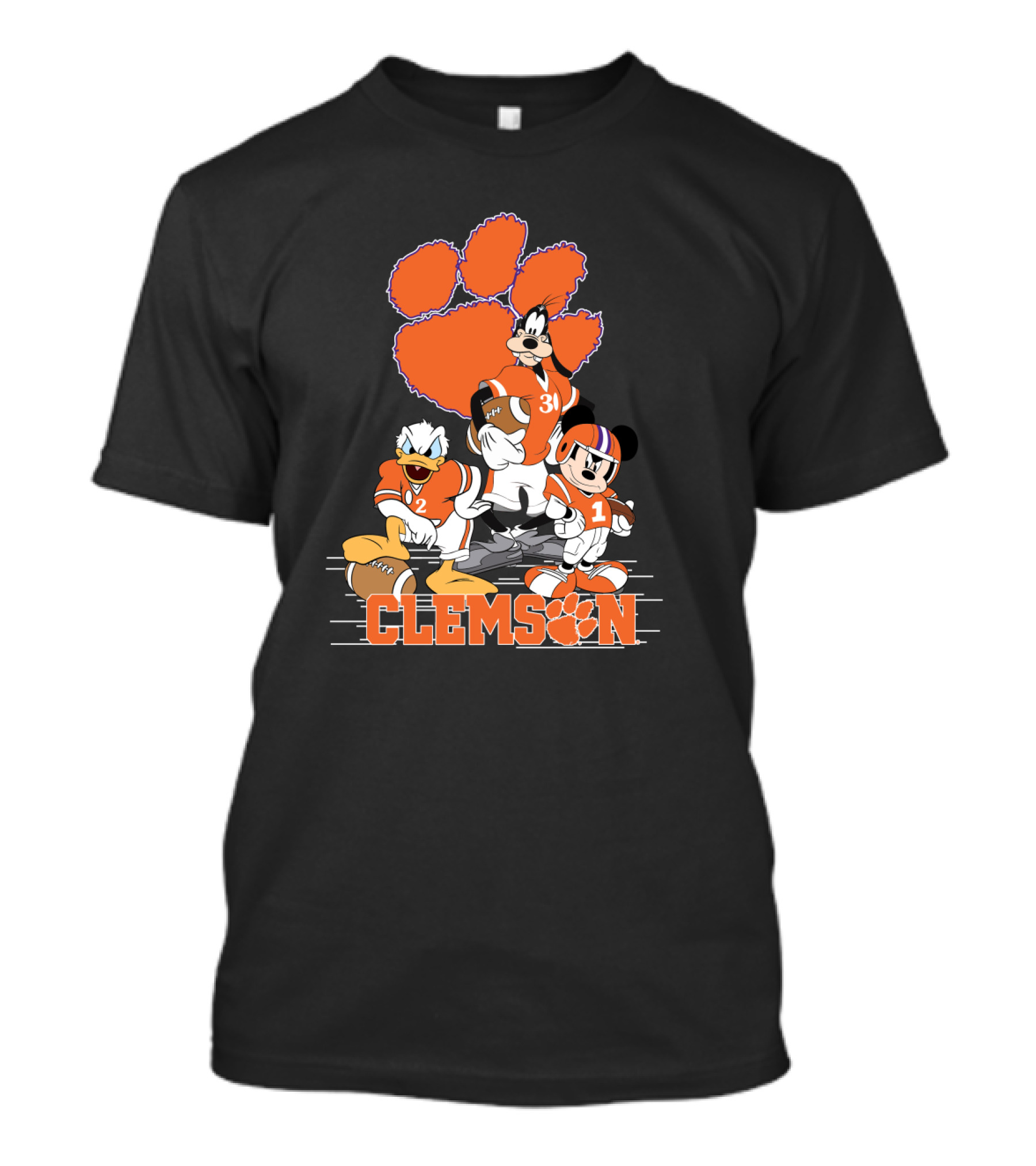 Clemson Disney Characters Football Team Mickey Donald Goofy Paws T-Shirt