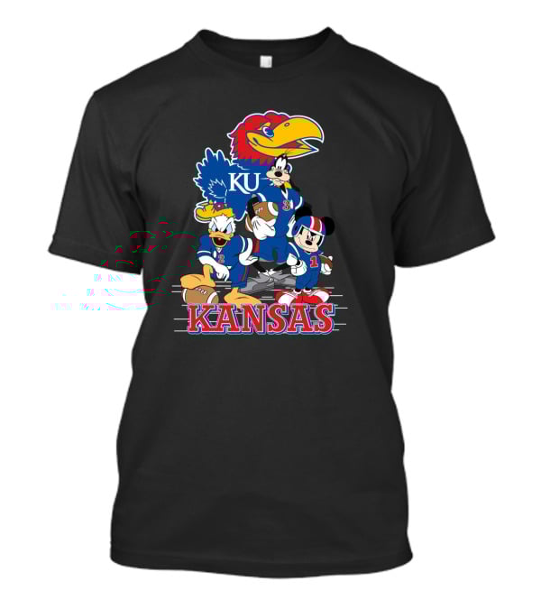 Kansas Ku Jayhawks Disney Characters Football Team Collab T-Shirt