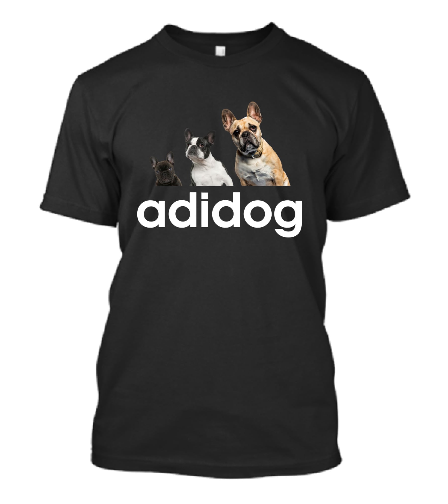 Adidog Bulldog Trio On Black T-Shirt