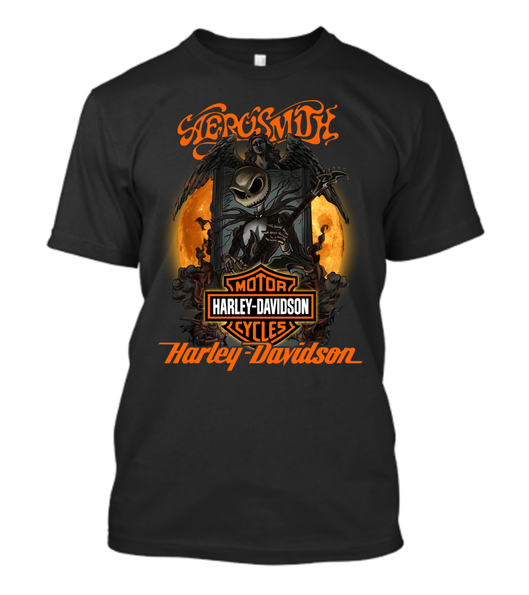 Aerosmith Harley Davidson Jack Skellington Halloween Moon T-Shirt