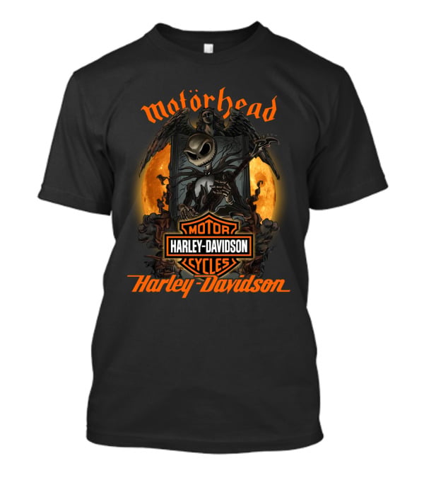 Motörhead Harley Davidson Cycles Halloween Jack Skellington Angel Moon T-Shirt