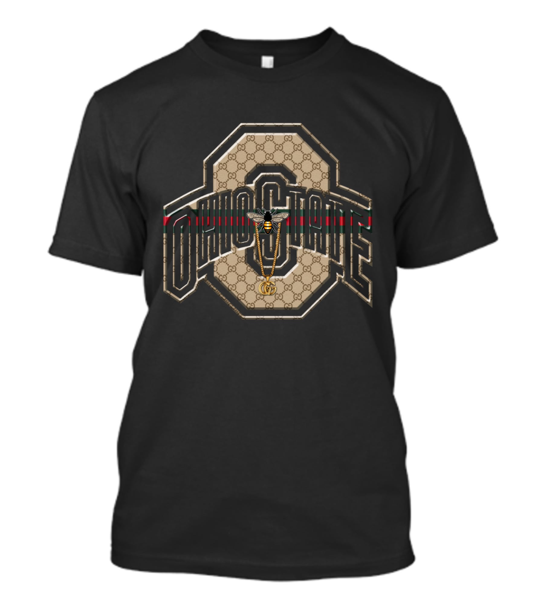 Guci NCAA Ohio State Buckeyes Classic O Logo With Bee And Stripe T-Shirt