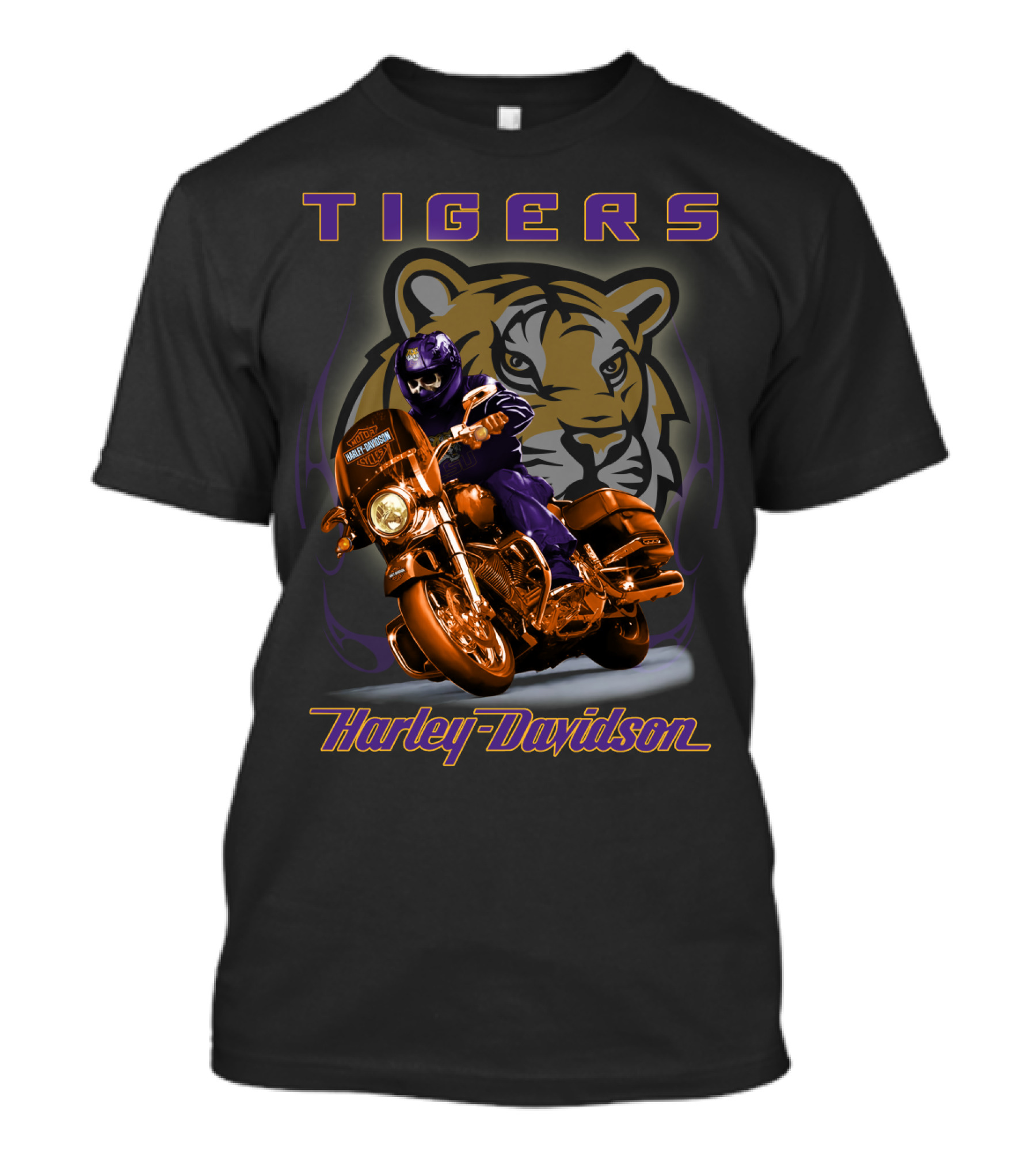 Tigers Harley Davidson Lsu Tigers Motorcycle Rider T-Shirt