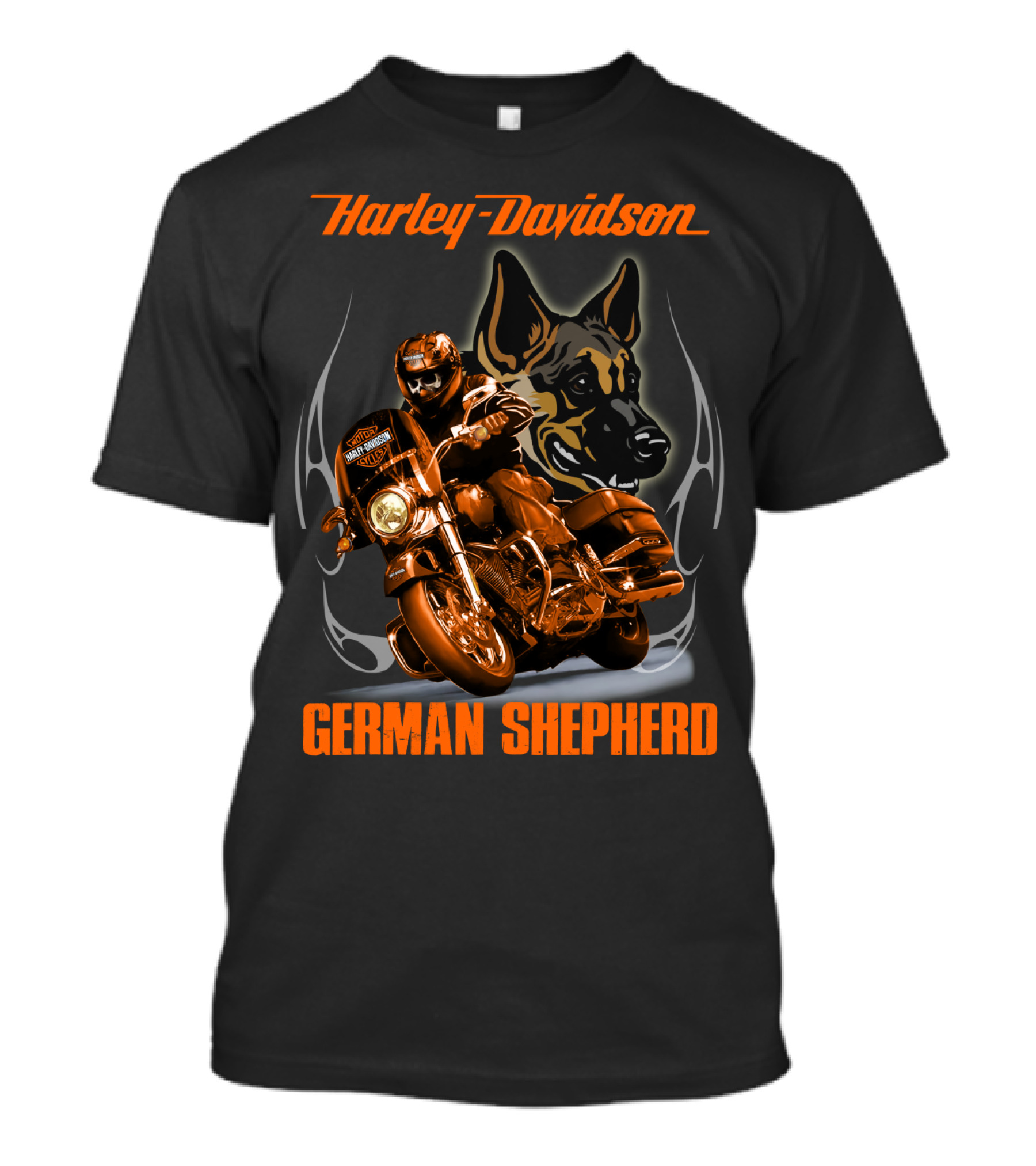 Harley Davidson German Shepherd Motorcycle Rider T-Shirt