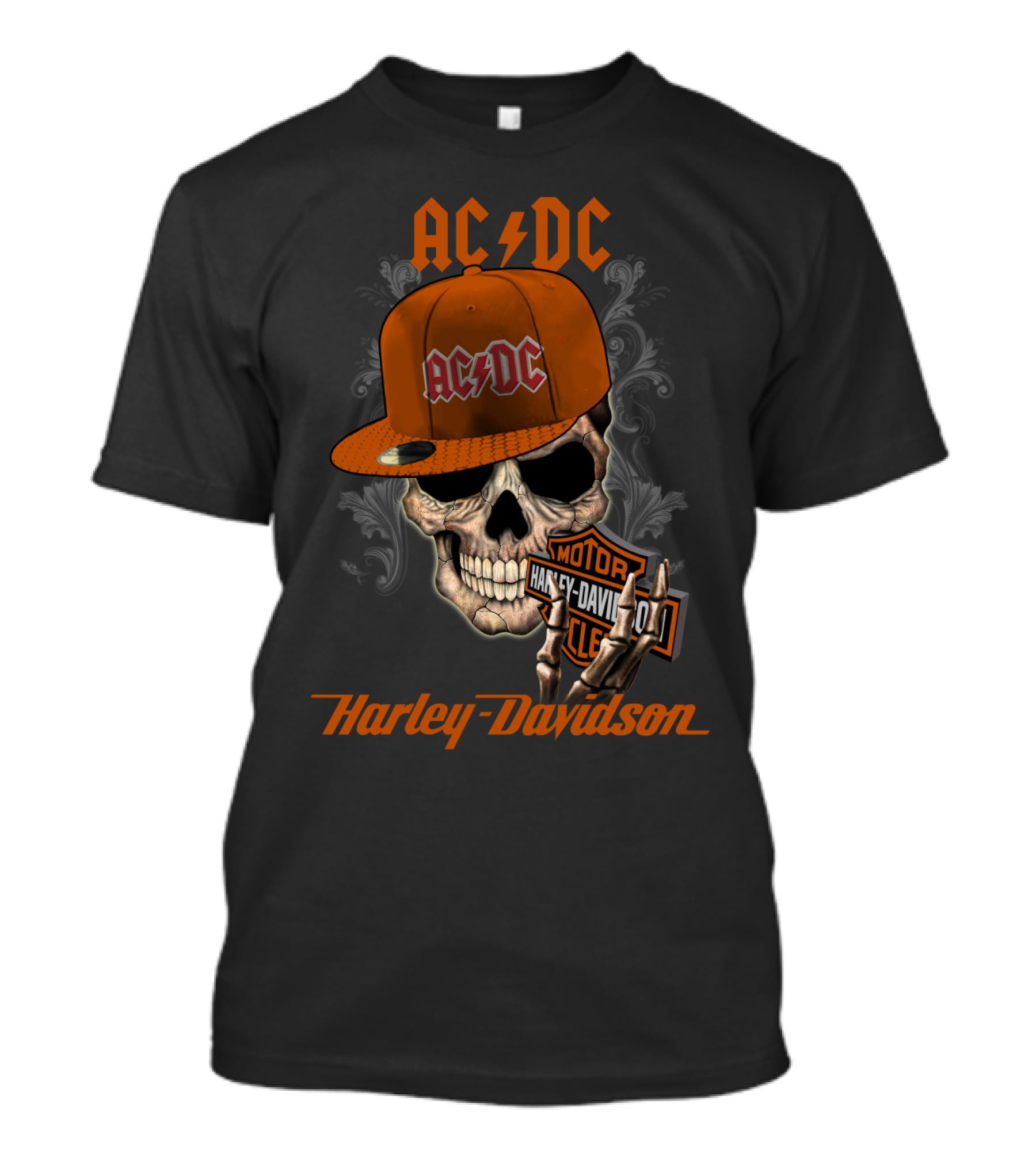 Acdc Skull Harley Davidson Hat T-Shirt