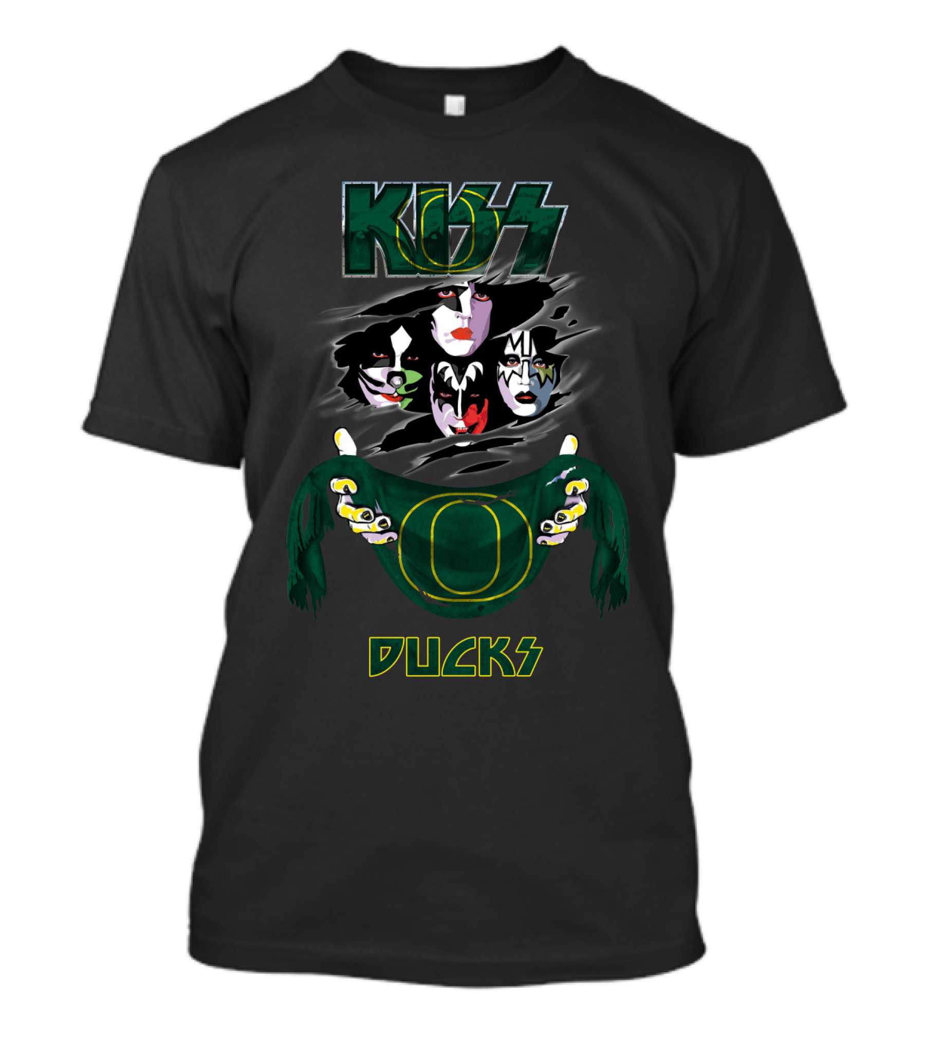 KISS Oregon Ducks Ncaa Collaboration Retro Band Stylized T-Shirt