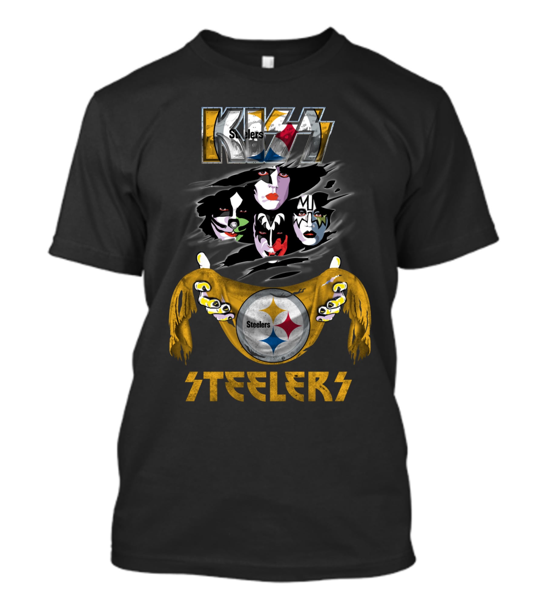 Kiss Steelers Pittsburgh Nfl Champs Fusion Band Tribute T-Shirt