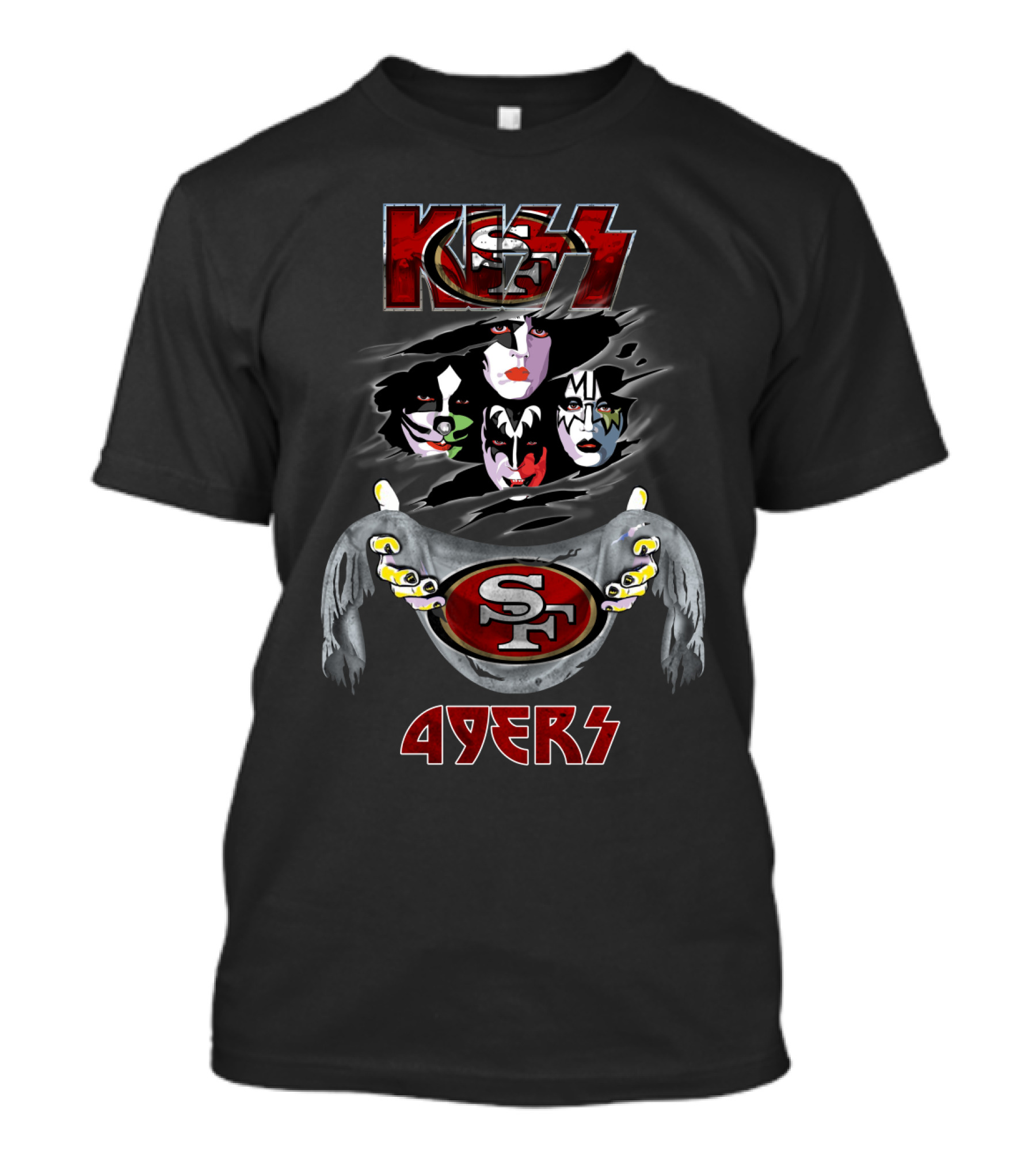 KISS San Francisco 49ers NFL Logo Fusion T-Shirt