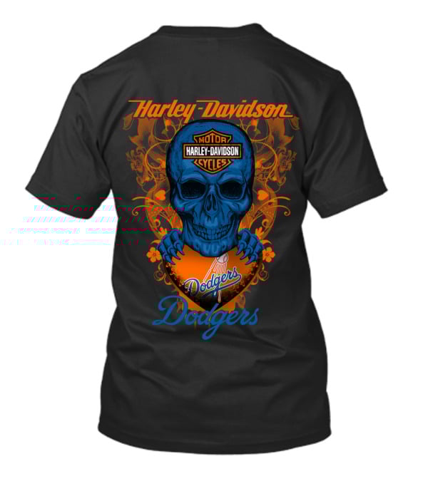 Harley Davidson Motor Cycles Skull Dodgers Los Angeles Dodgers T-Shirt