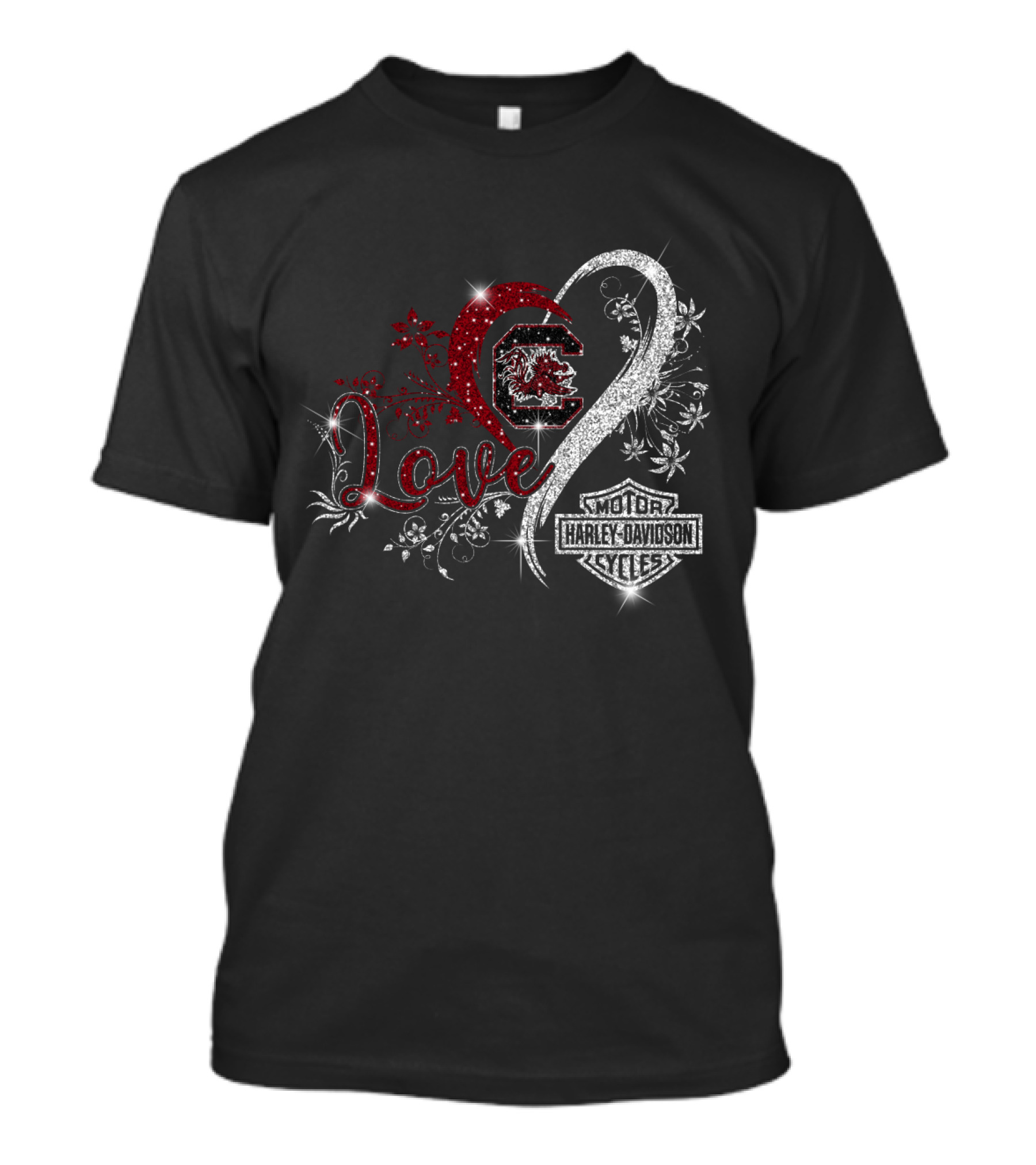 Love University Of South Carolina Gamecocks Harley Davidson T-Shirt