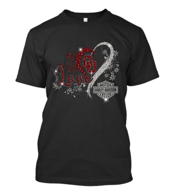 Love Ou Oklahoma Sooners Harley Davidson Motor Cycles T-Shirt
