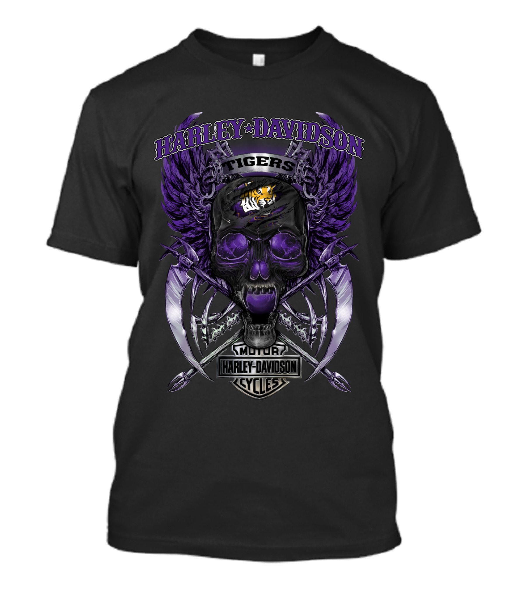 Harley Davidson Tigers Motor Cycles Lsu T-Shirt