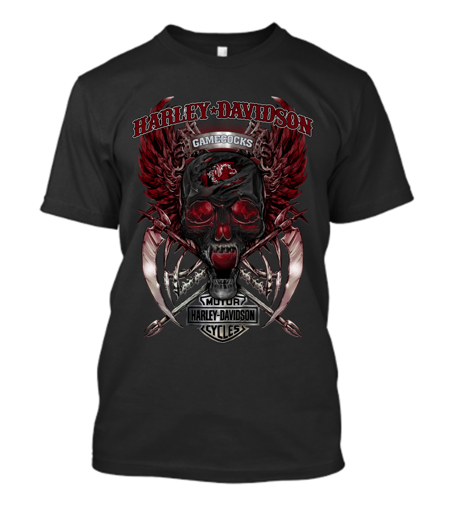 Harley Davidson Gamecocks Motor Cycles Skull South Carolina T-Shirt