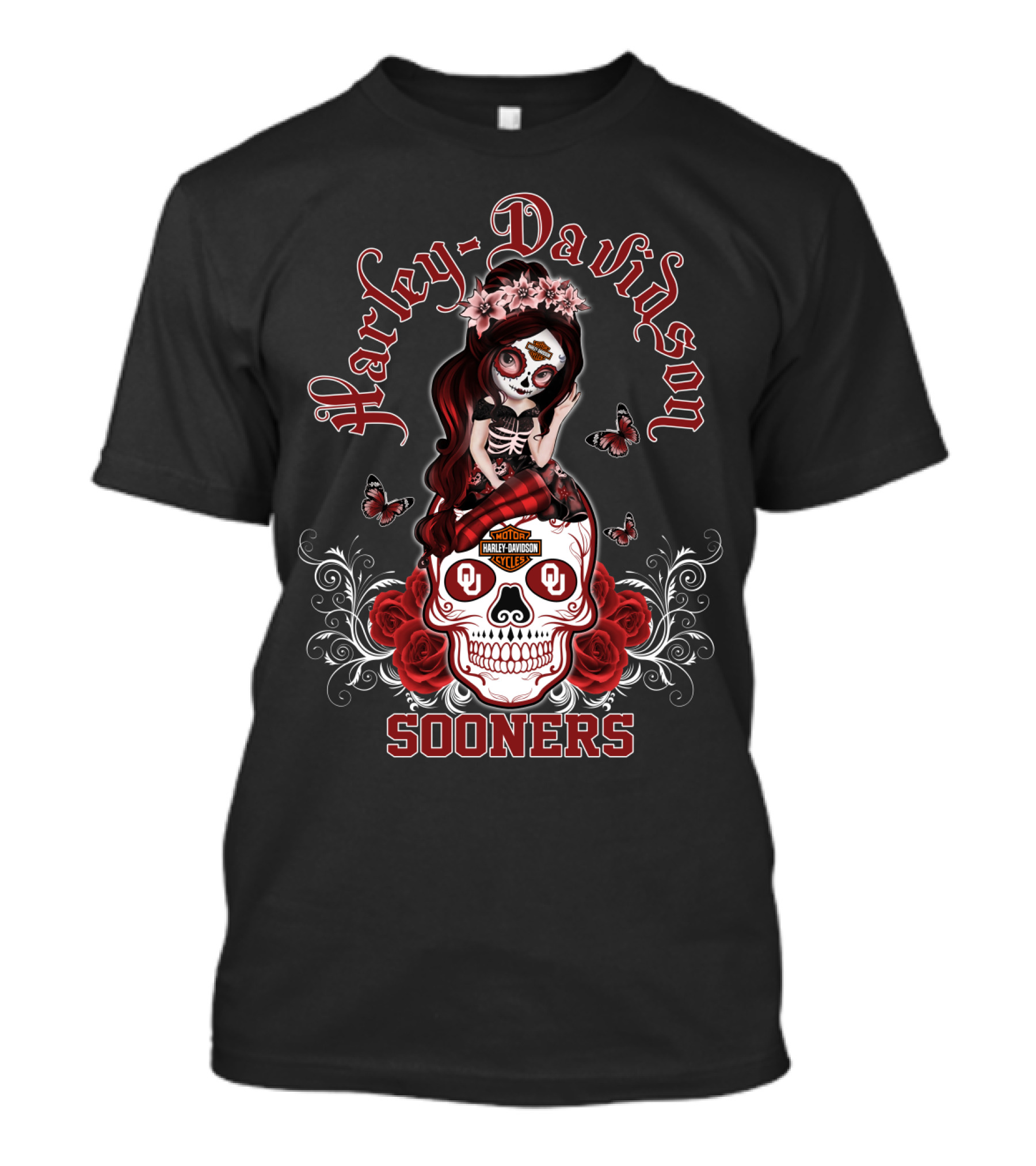 Harley Davidson Oklahoma Sooners Sugar Skull Girl T-Shirt