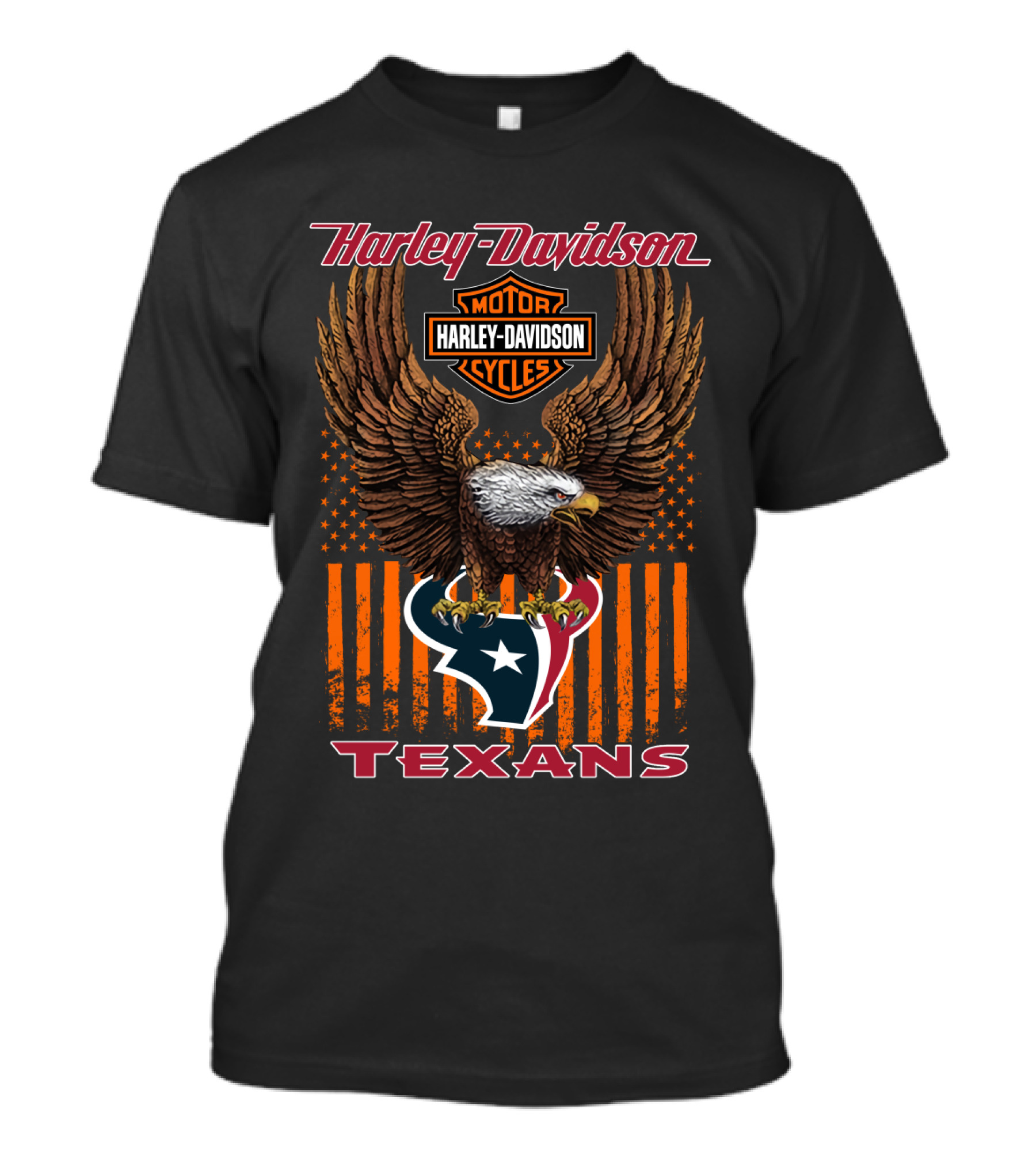 Harley Davidson Houston Texans Nfl Eagle And Stripes T-Shirt