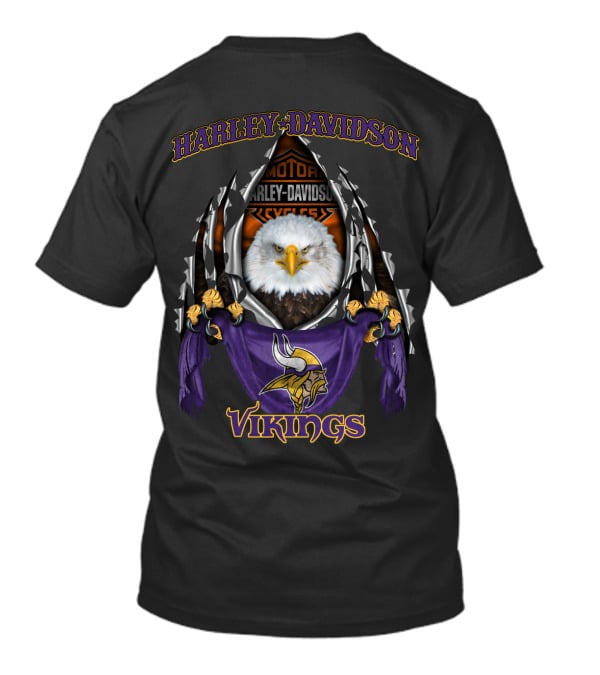 Harley Davidson Motorcycles 84 Minnesota Vikings Eagle T-Shirt