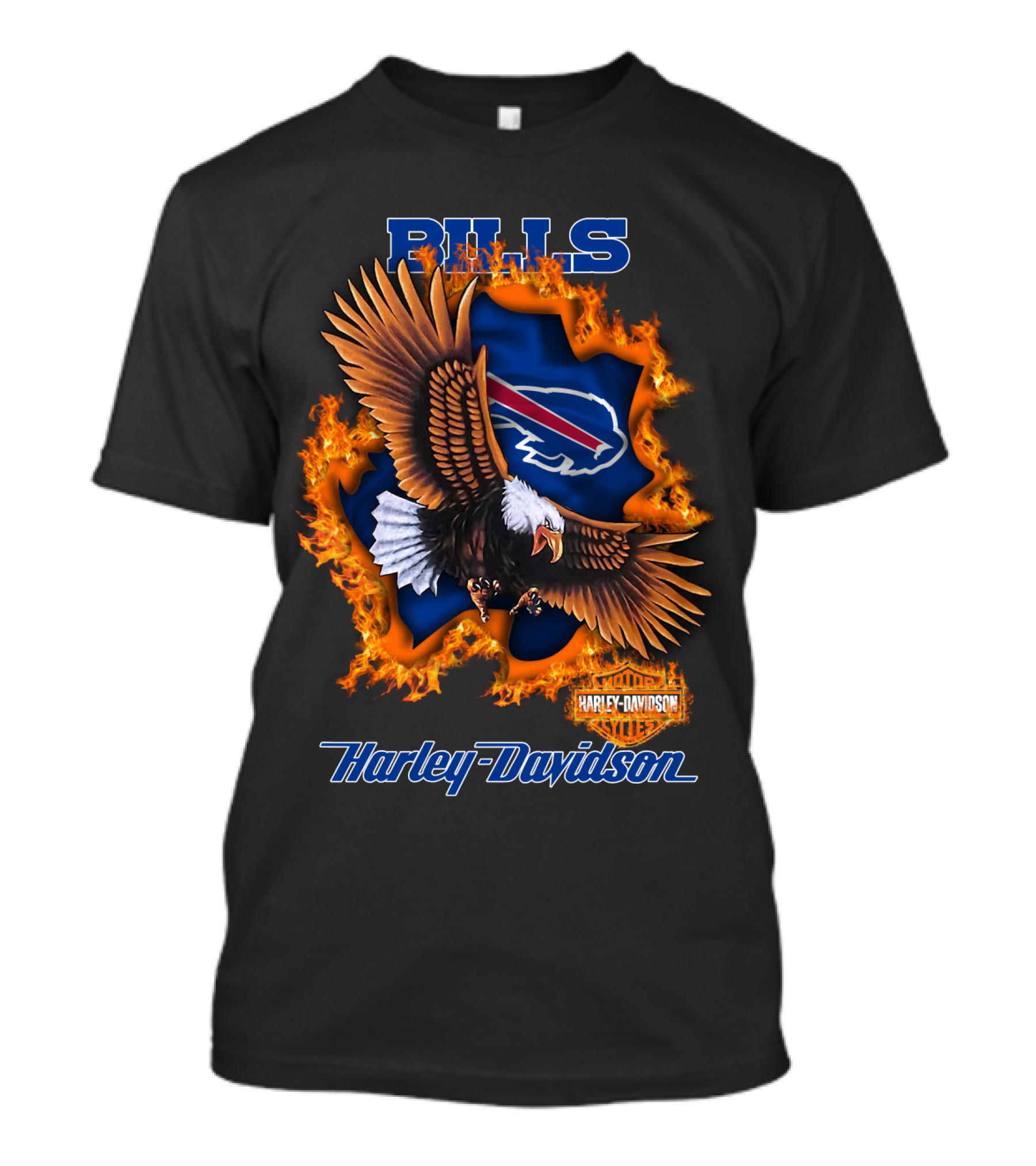 Bills Harley Davidson Buffalo Bills Eagle Flames T-Shirt