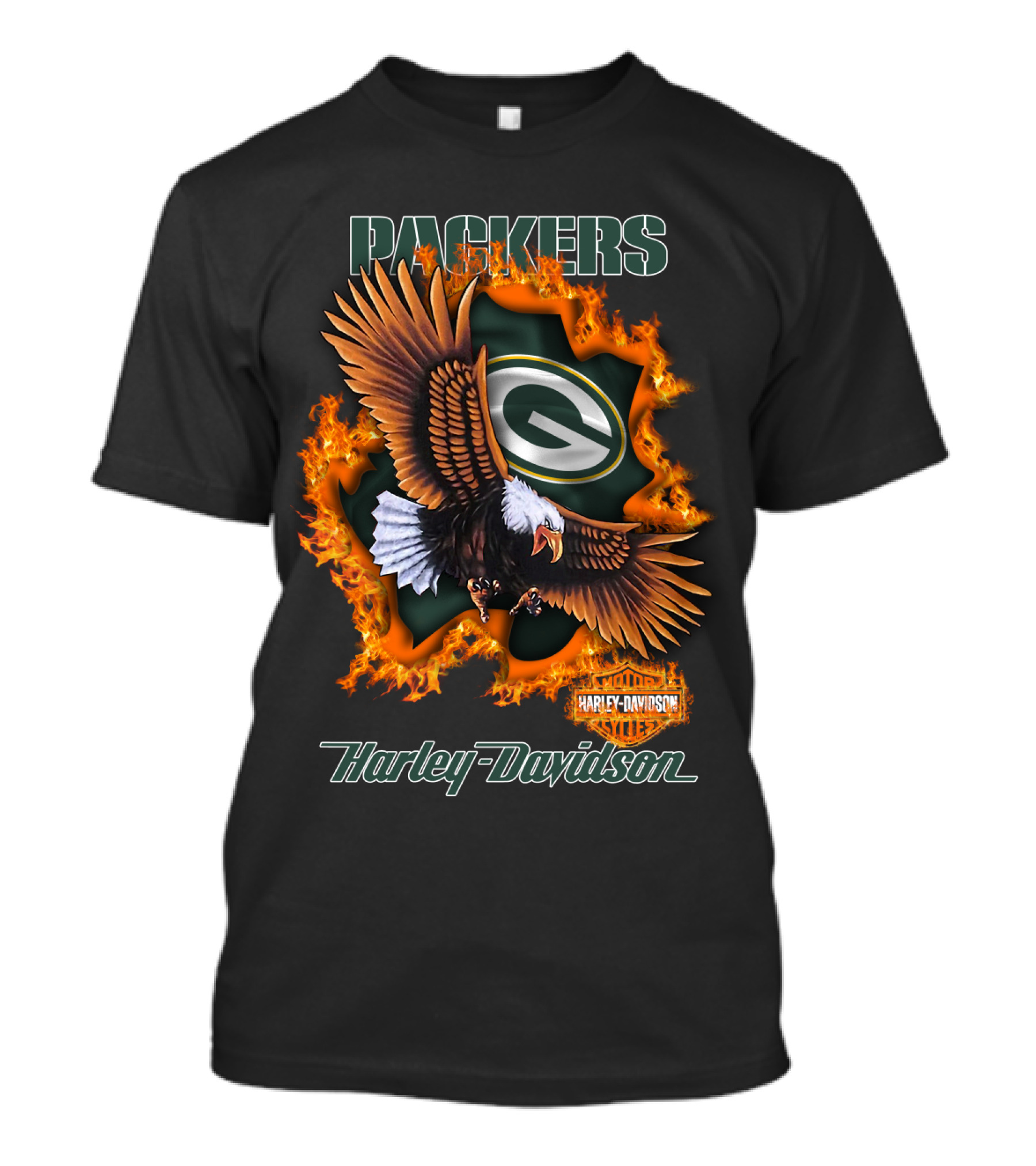 Packers Harley Davidson Eagle Flame T-Shirt