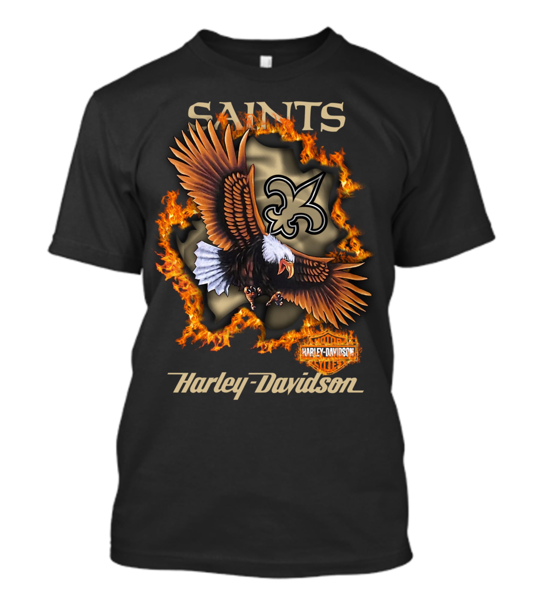 Saints Harley Davidson Eagle Fleur-De-Lis Nfl 84 New Orleans T-Shirt
