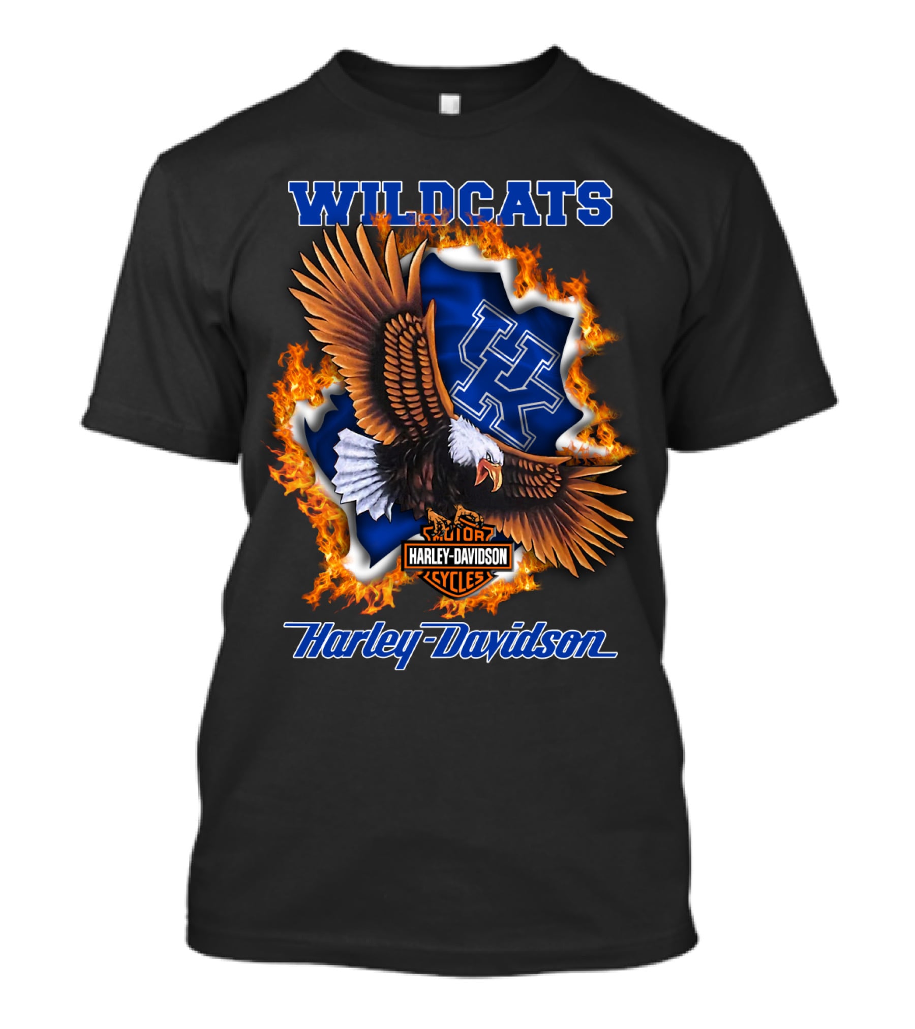 Kentucky Wildcats Harley Davidson Ncaa Eagle Flame T-Shirt
