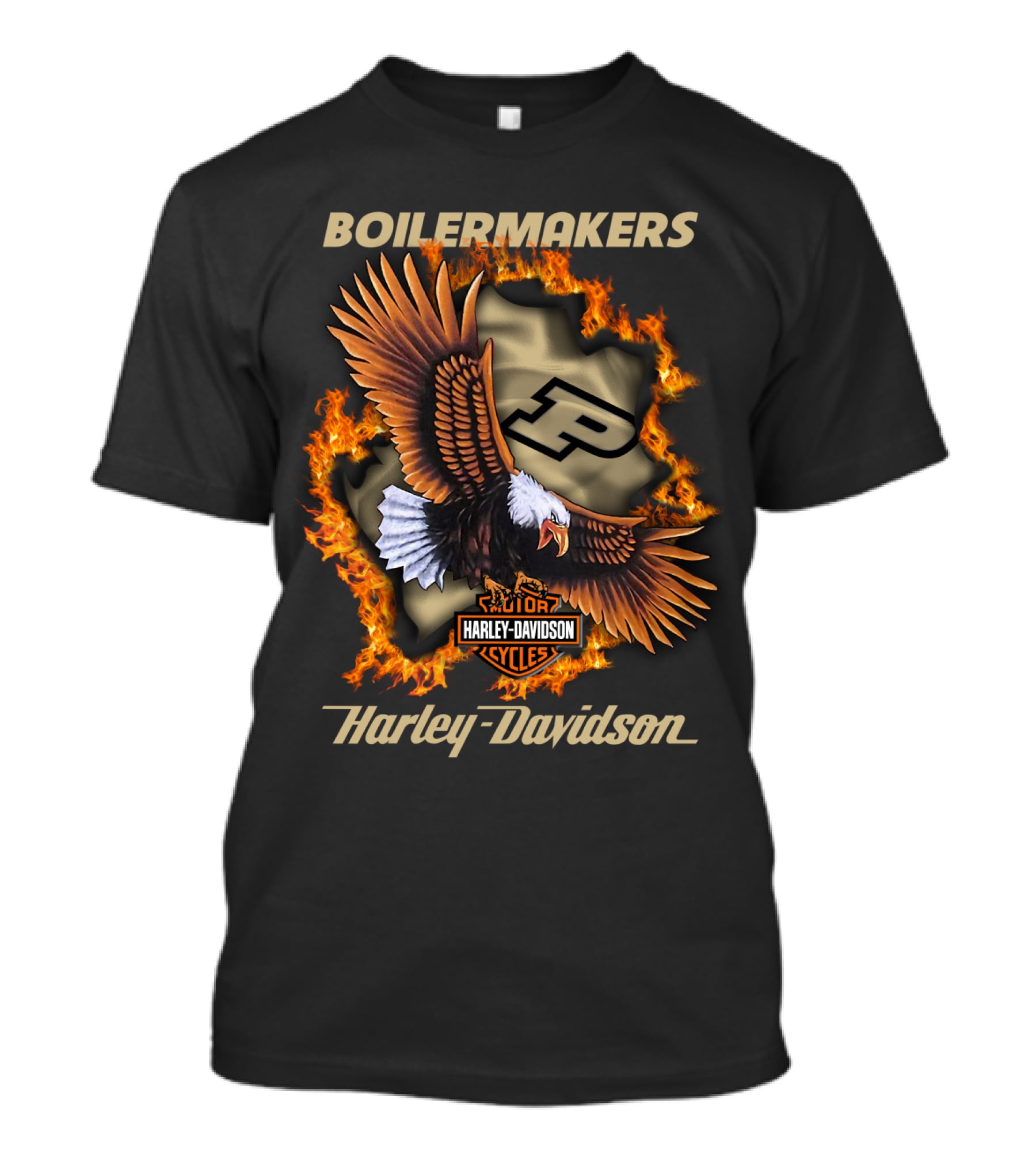 Boilermakers Harley Davidson Purdue Eagle And Flame T-Shirt