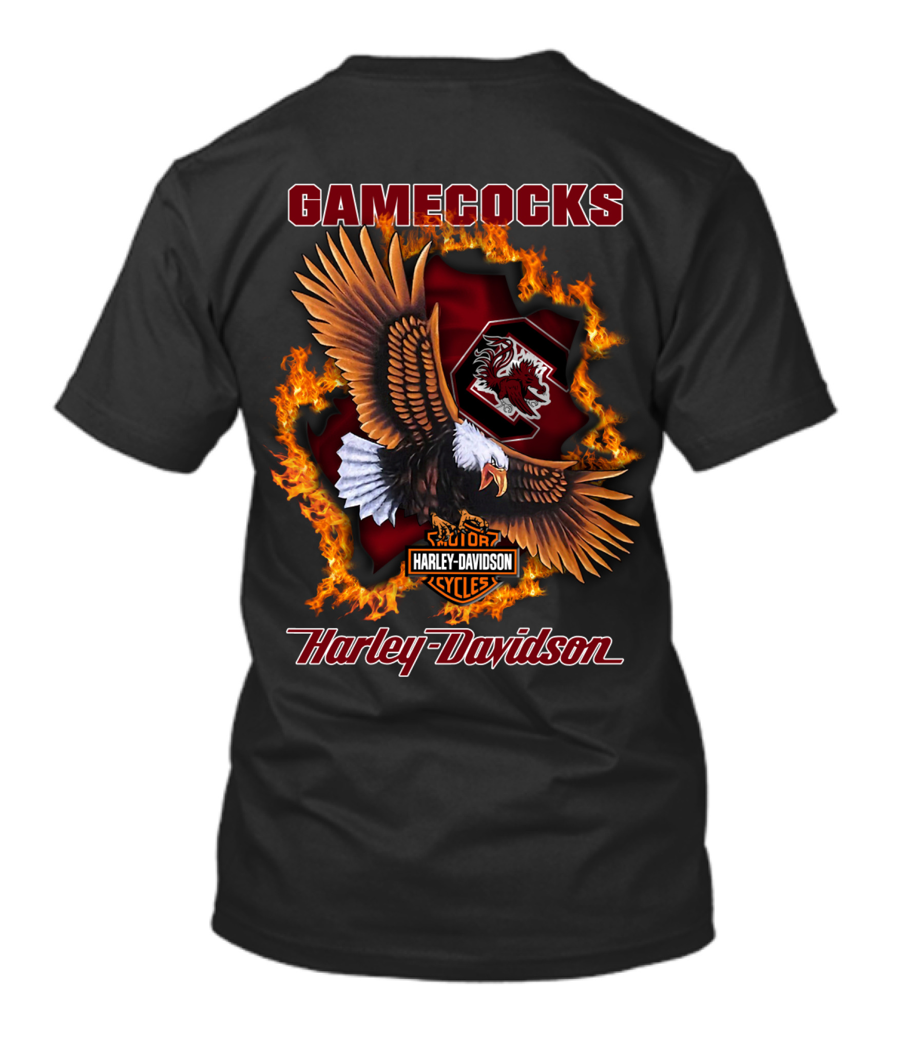 South Carolina Gamecocks Harley Davidson Cycles Ncaa 04.08 Eagle Flame T-Shirt