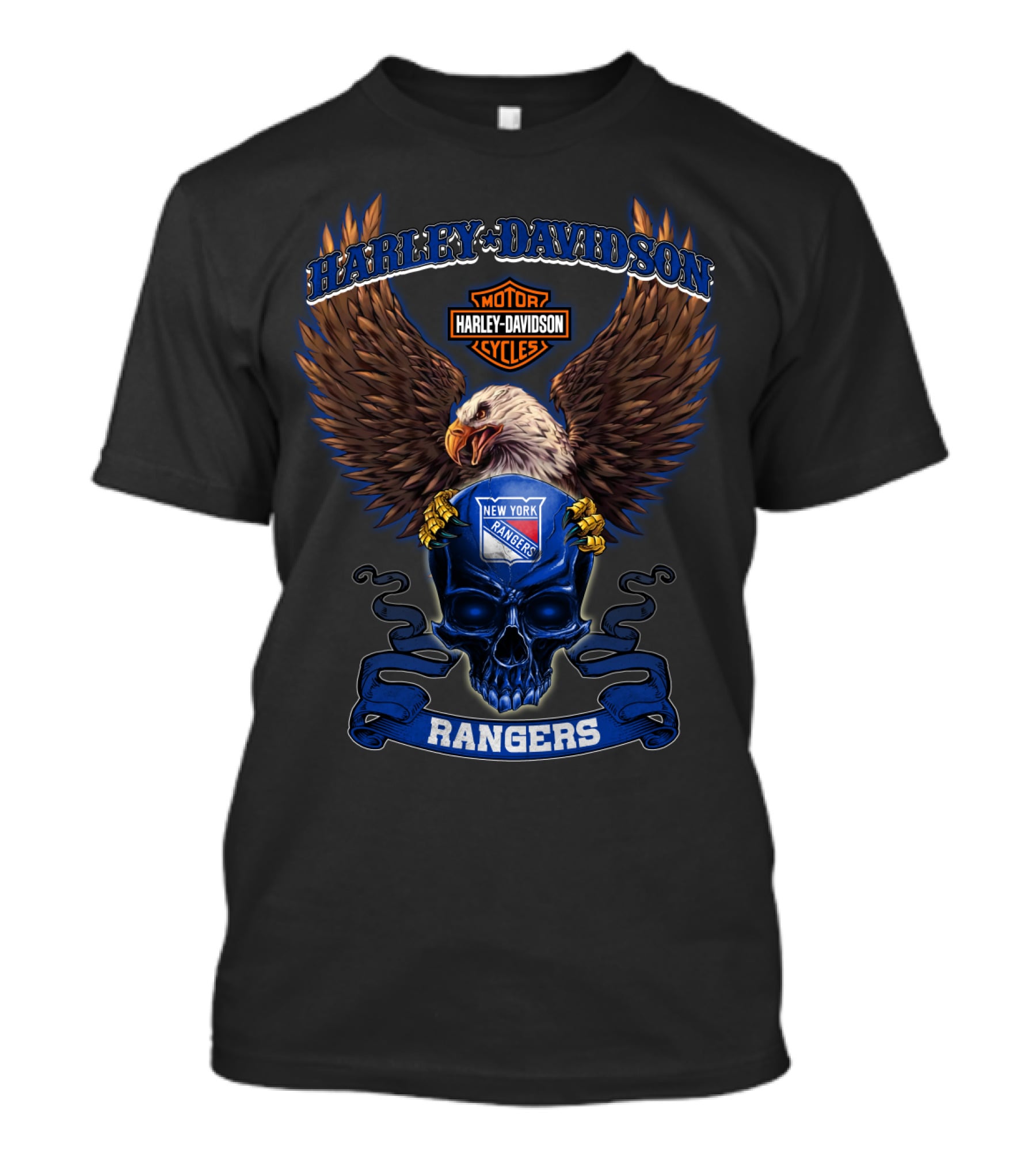 Harley Davidson Motorcycles New York Rangers Eagle Skull Rangers T-Shirt