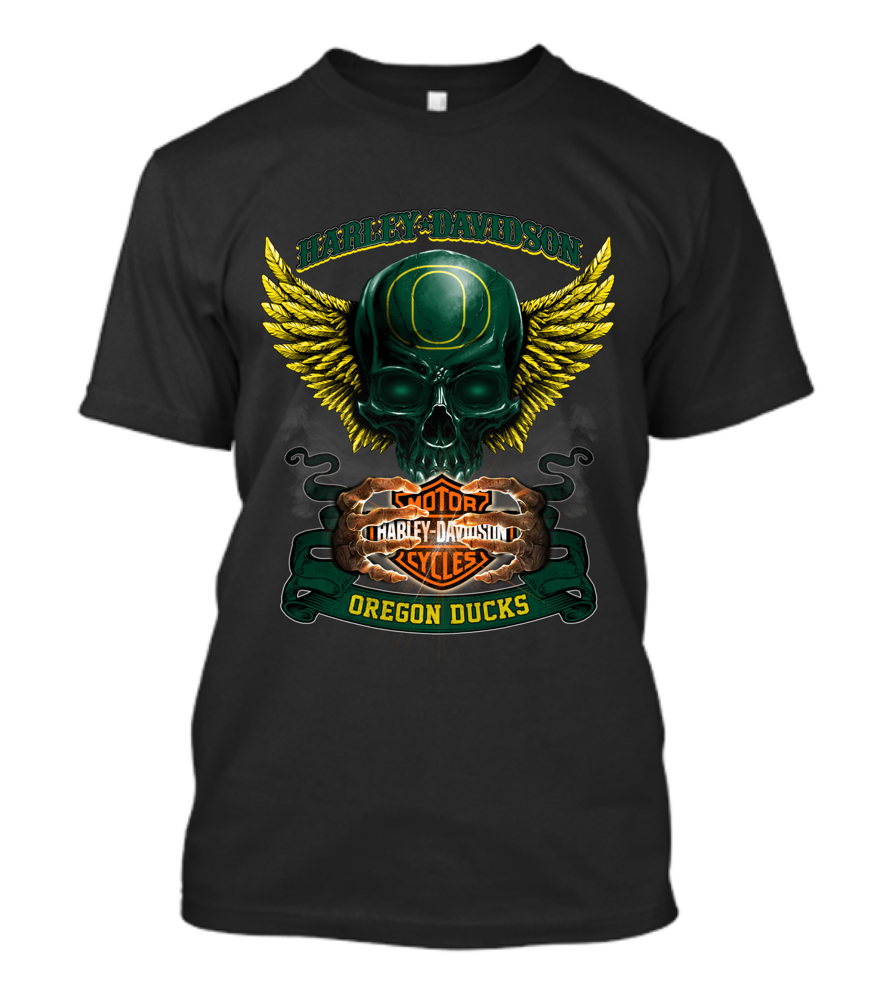 Harley Davidson Oregon Ducks Skull Winged T-Shirt