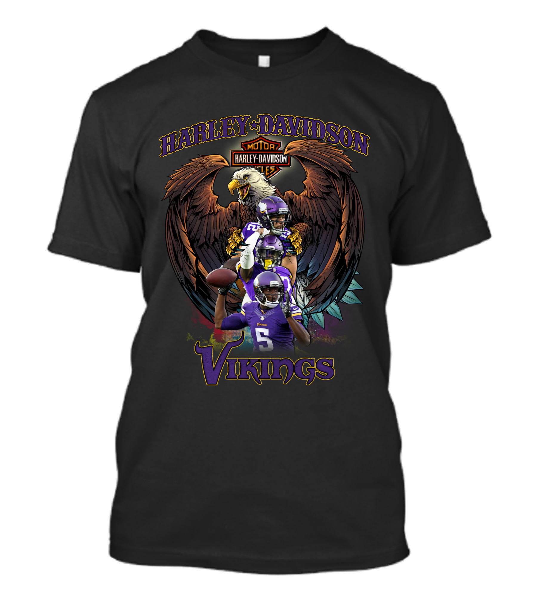 Harley Davidson Motor Eagle Minnesota Vikings Players T-Shirt