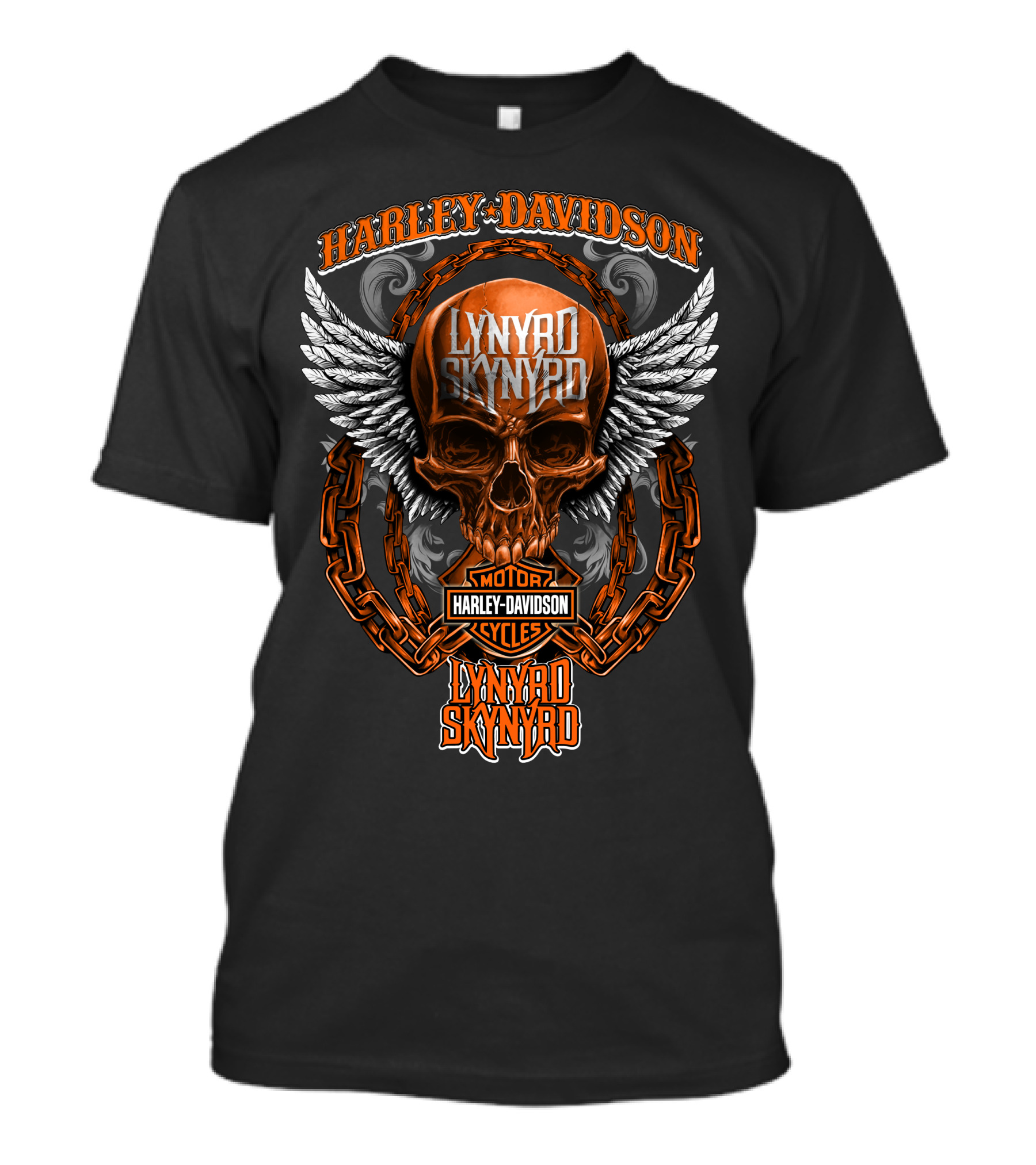 Harley Davidson Lynyrd Skynyrd Skull With Wings And Chains T-Shirt